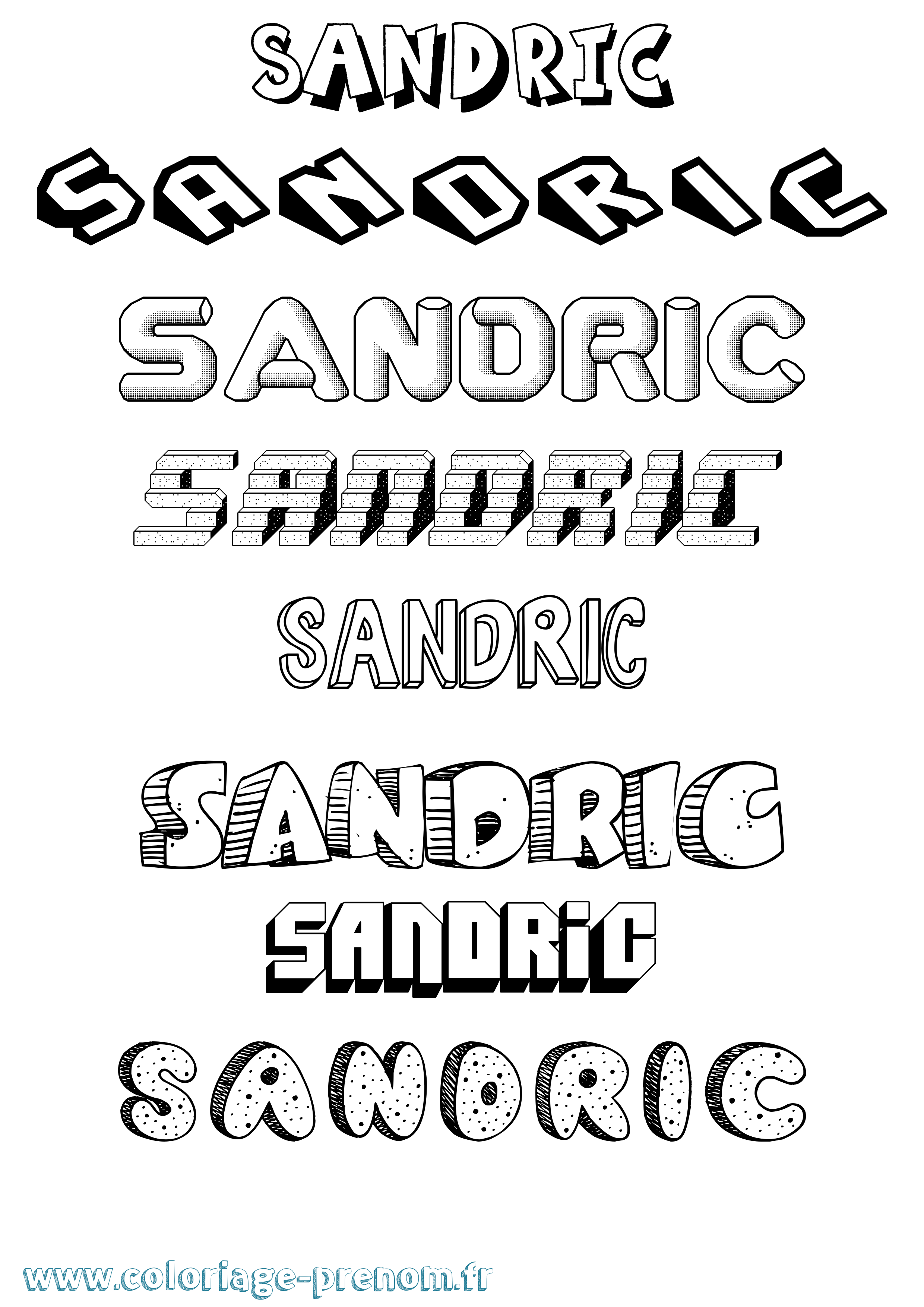 Coloriage Sandric Effet 3D Coloriage prénom Sandric Effet 3D