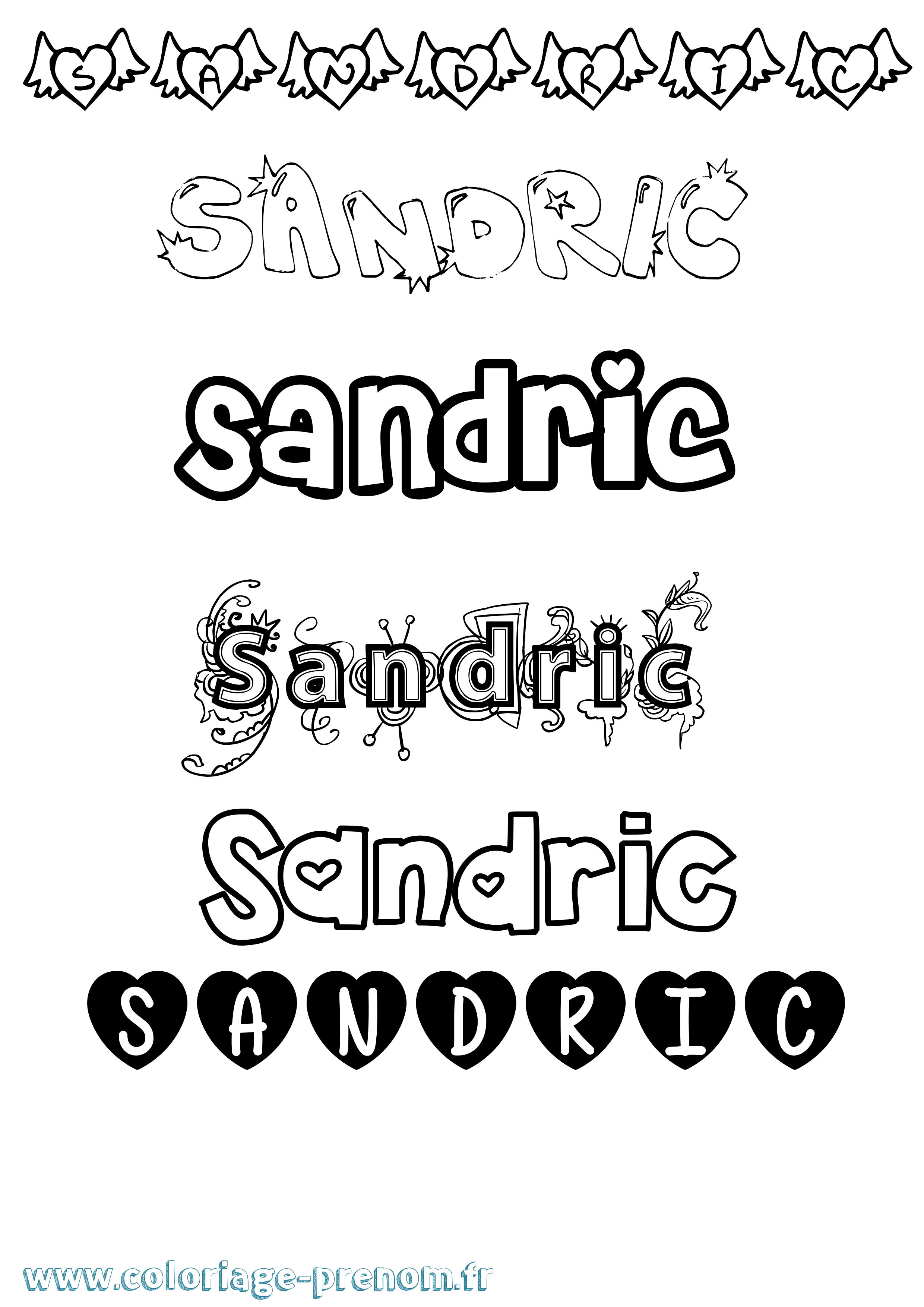 Coloriage Sandric Girly Coloriage prénom Sandric Girly