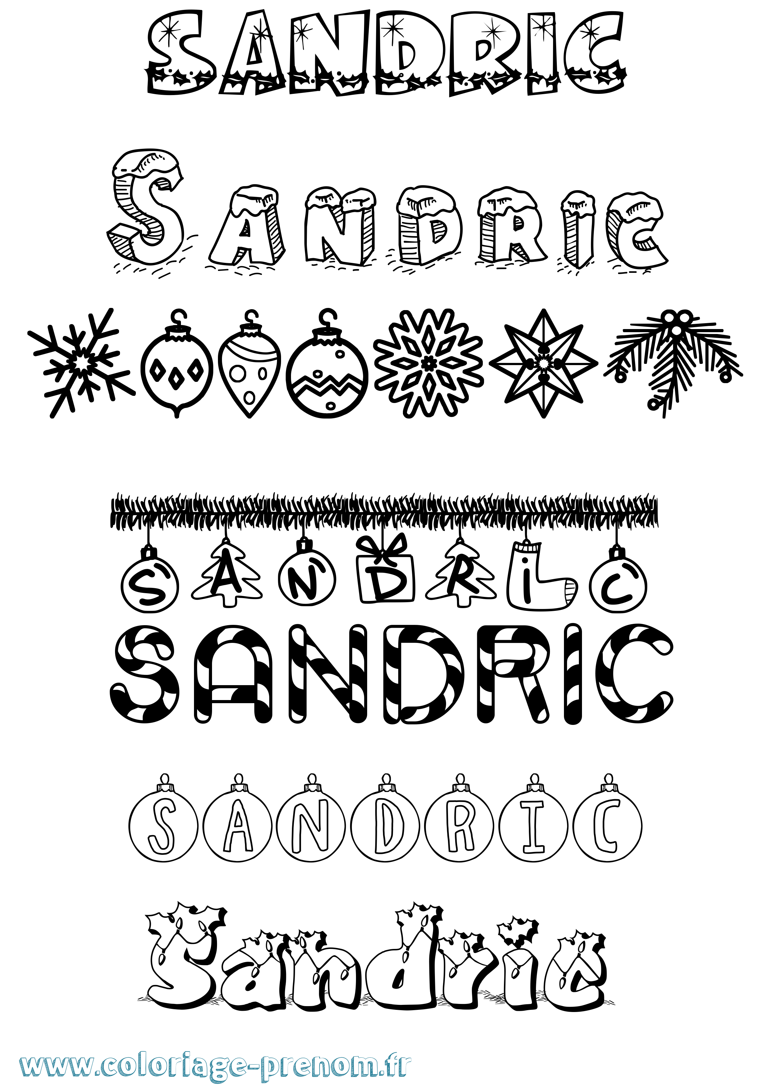 Coloriage Sandric Noël Coloriage prénom Sandric Noël