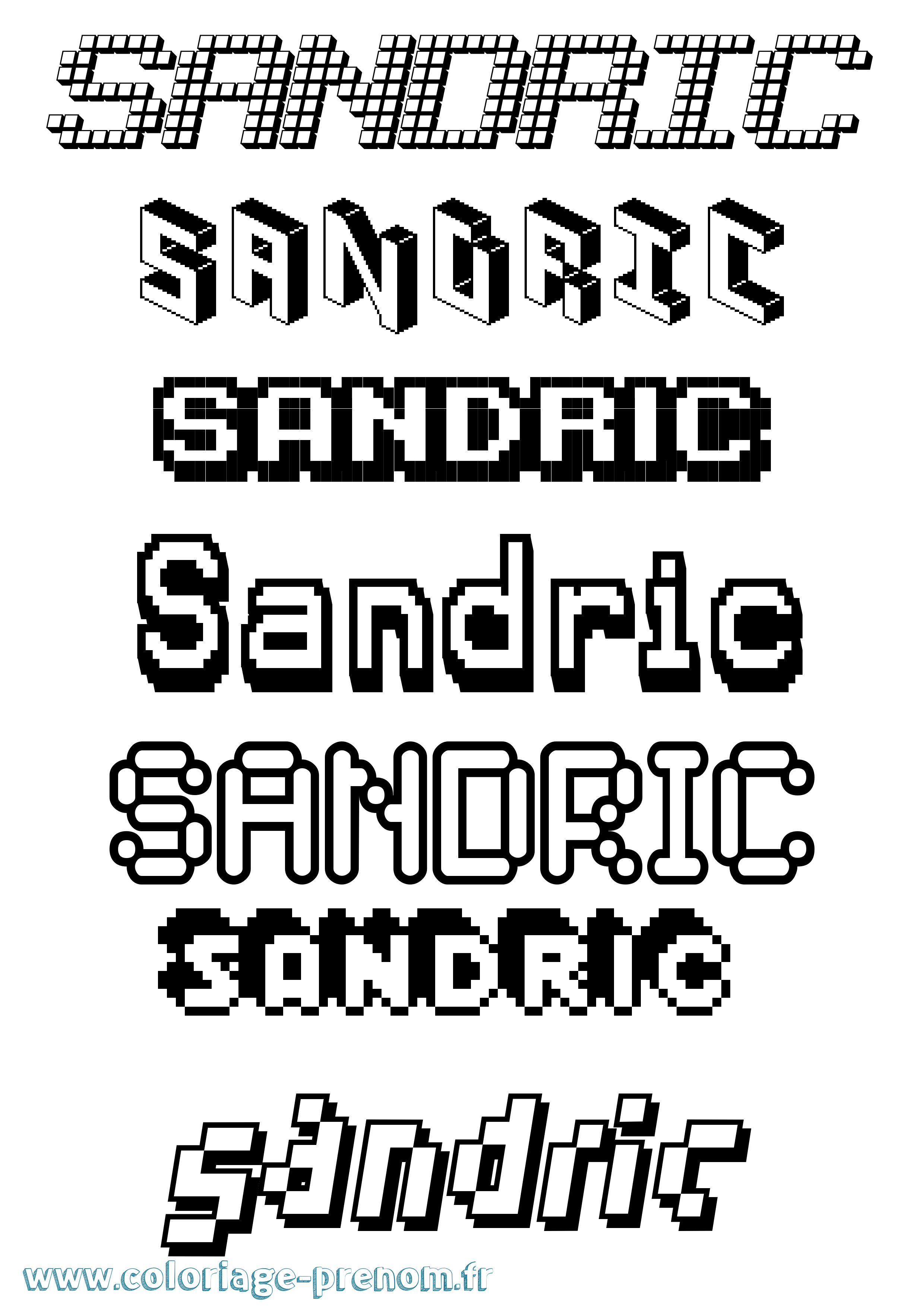 Coloriage Sandric Pixel Coloriage prénom Sandric Pixel