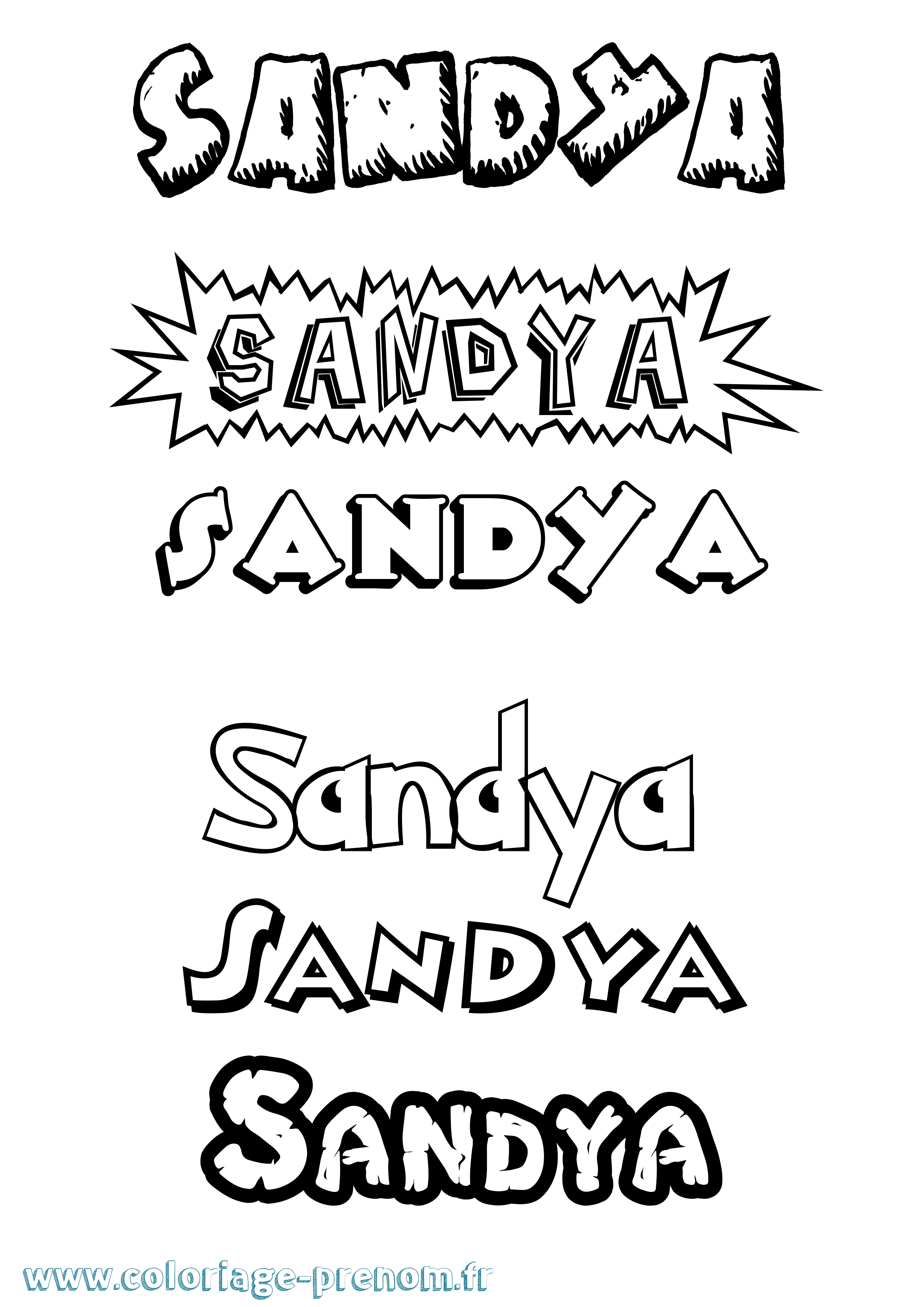 Coloriage Sandya Dessin Animé Coloriage prénom Sandya Dessin Animé