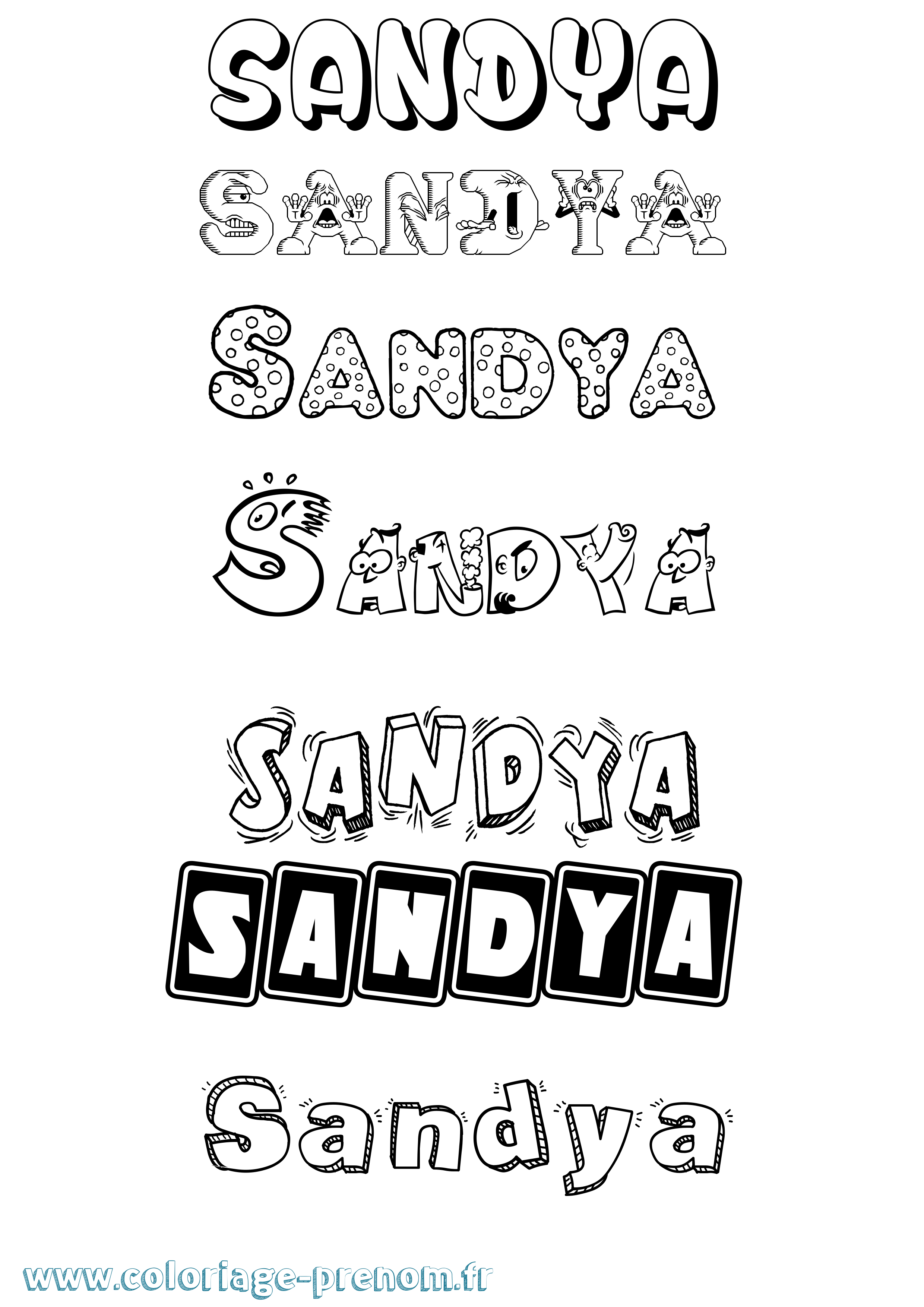 Coloriage Sandya Fun Coloriage prénom Sandya Fun