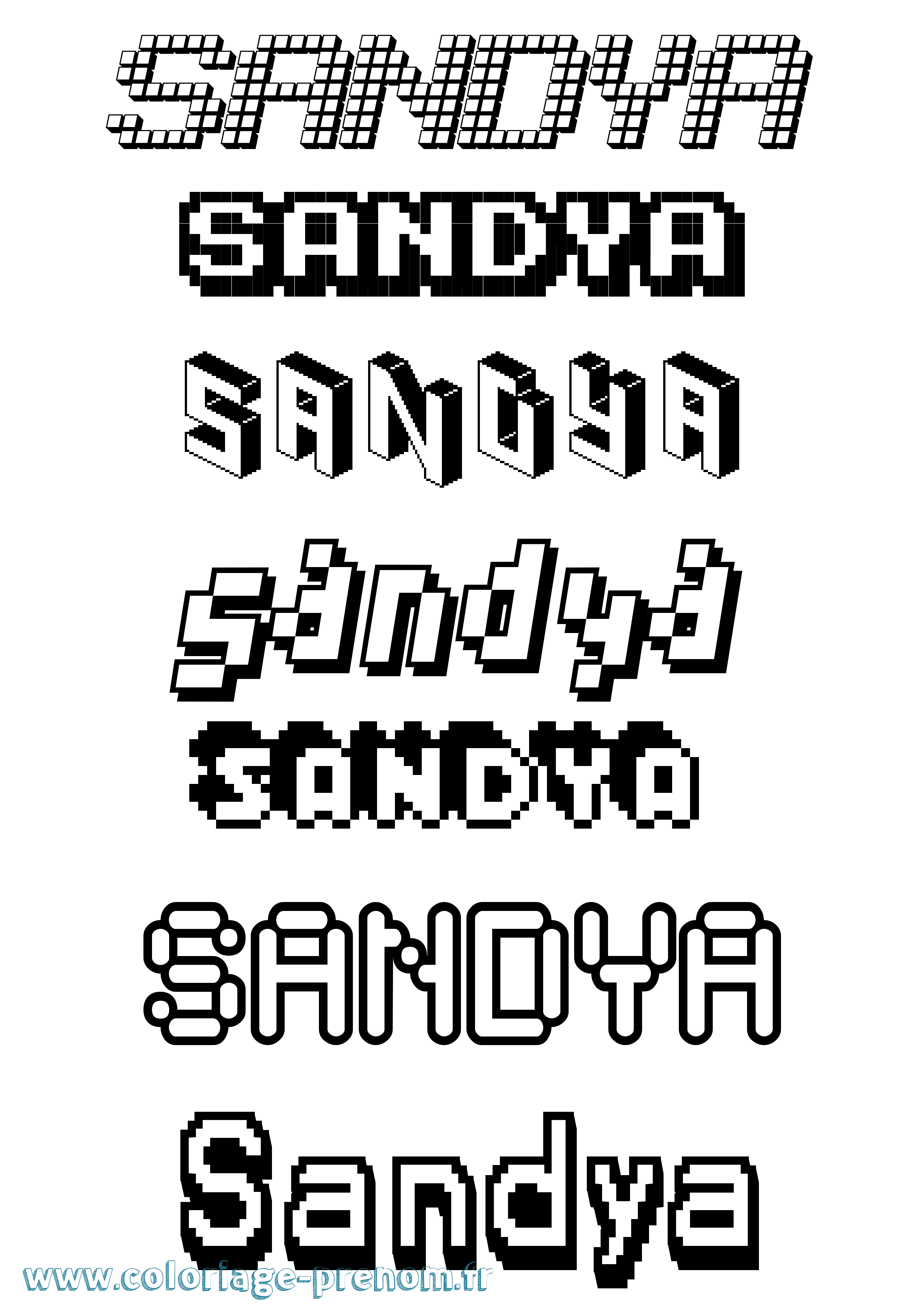 Coloriage Sandya Pixel Coloriage prénom Sandya Pixel