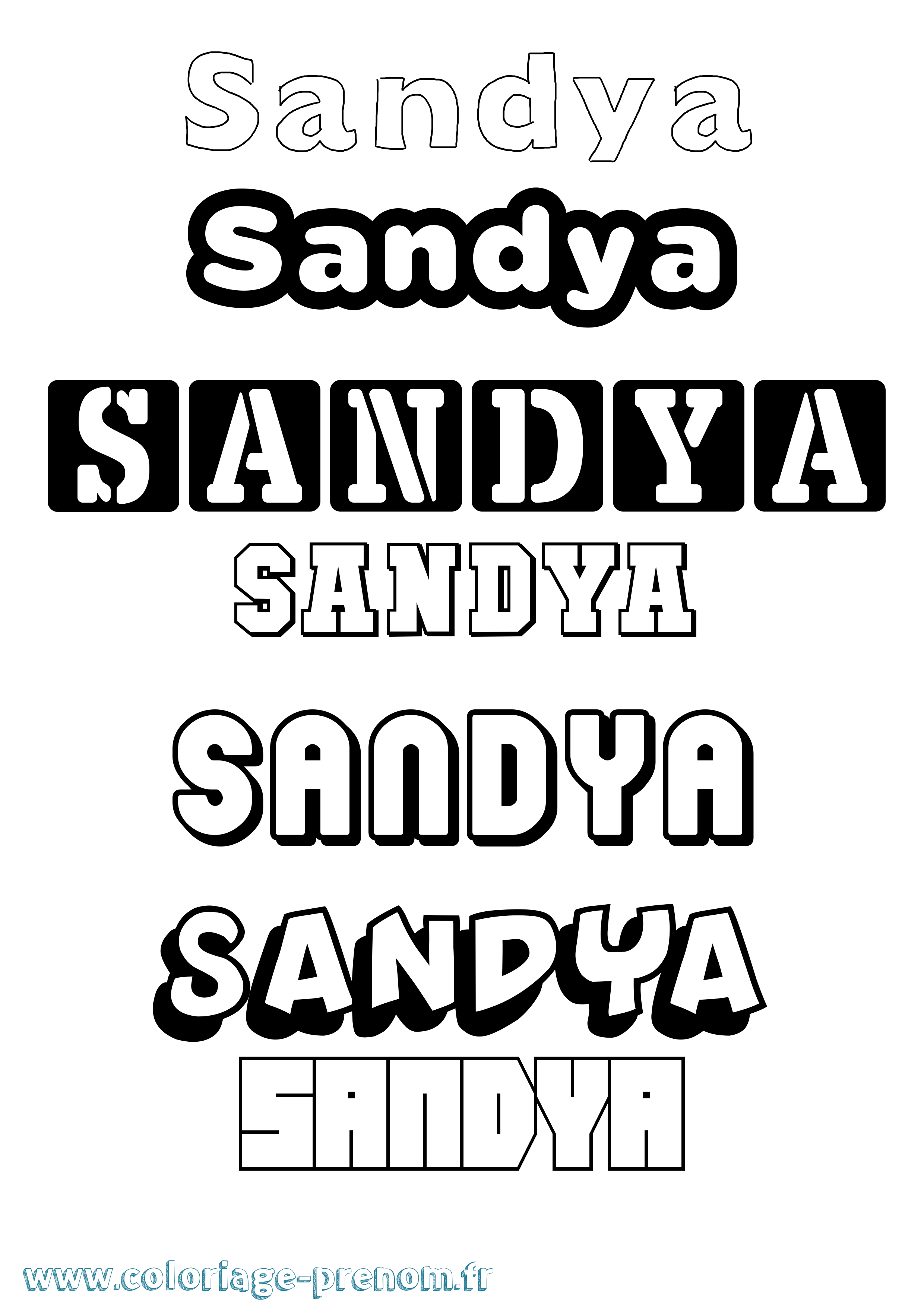 Coloriage Sandya Simple Coloriage prénom Sandya Simple