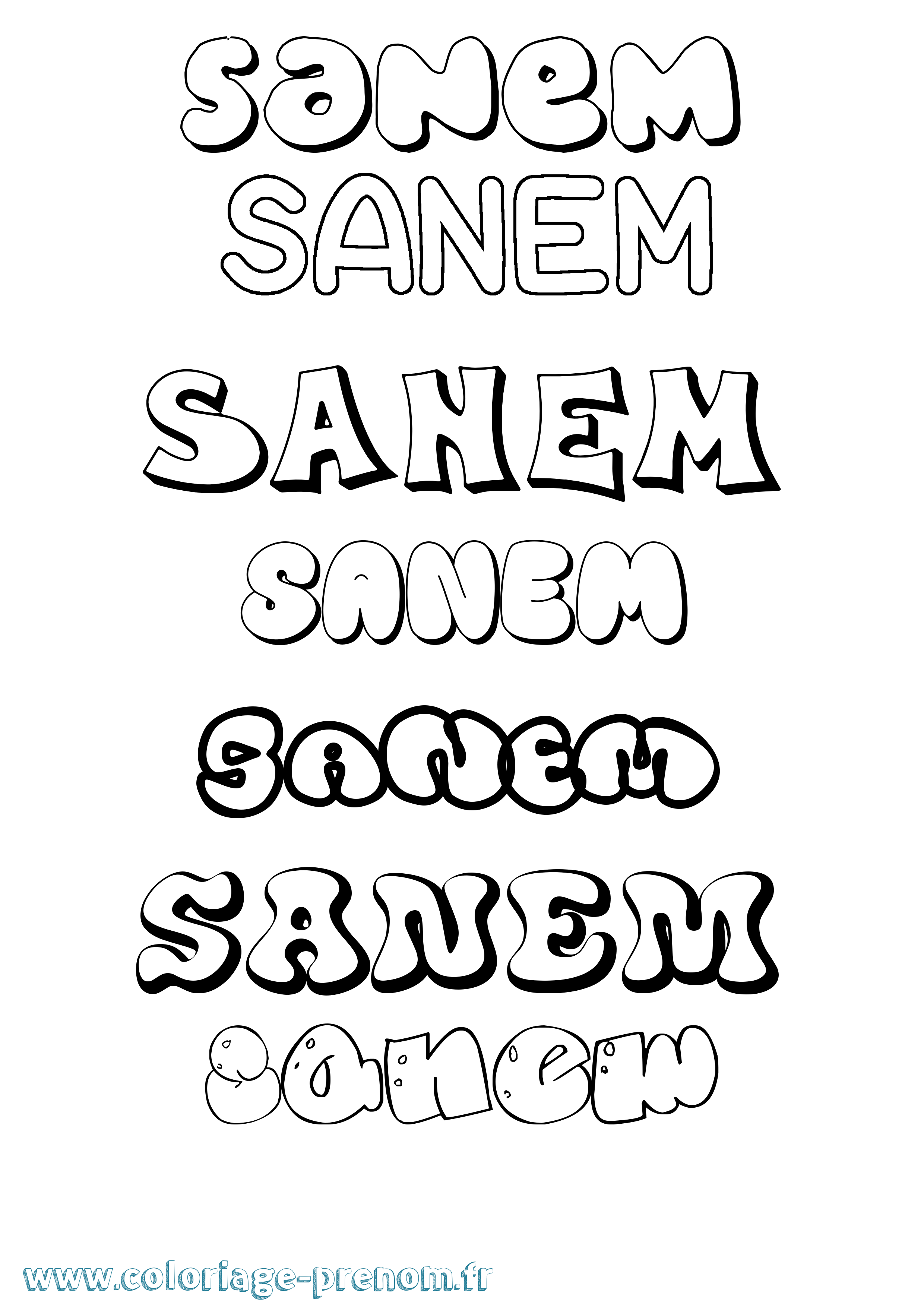 Coloriage Sanem Bubble Coloriage prénom Sanem Bubble
