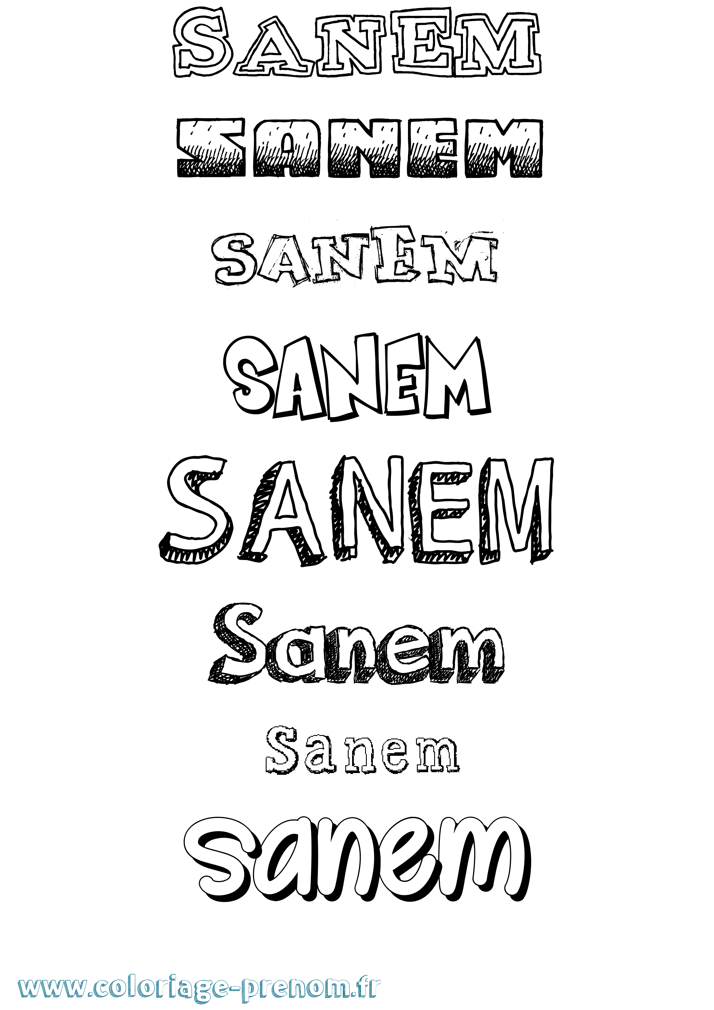 Coloriage Sanem Dessiné Coloriage prénom Sanem Dessiné