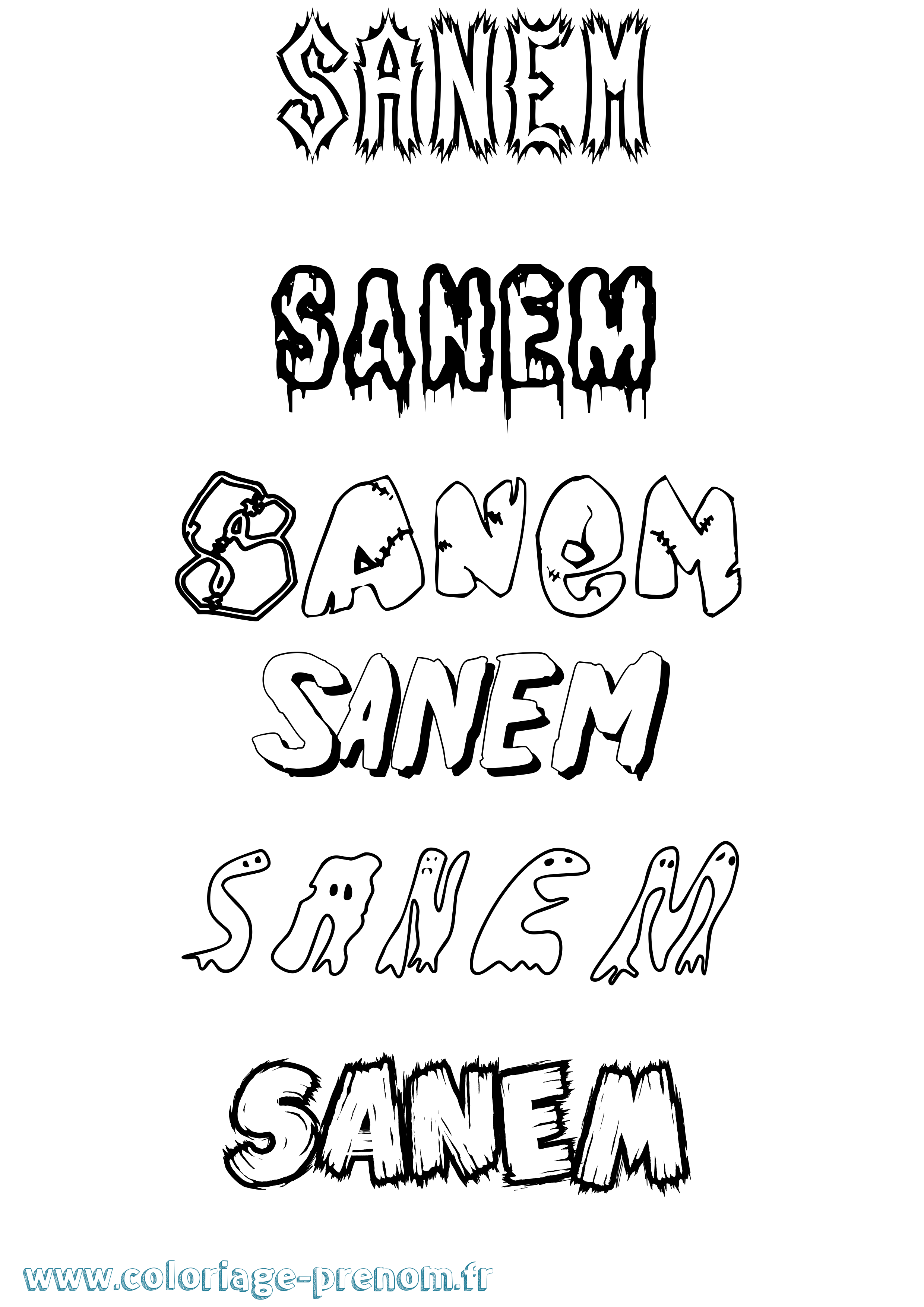 Coloriage Sanem Frisson Coloriage prénom Sanem Frisson