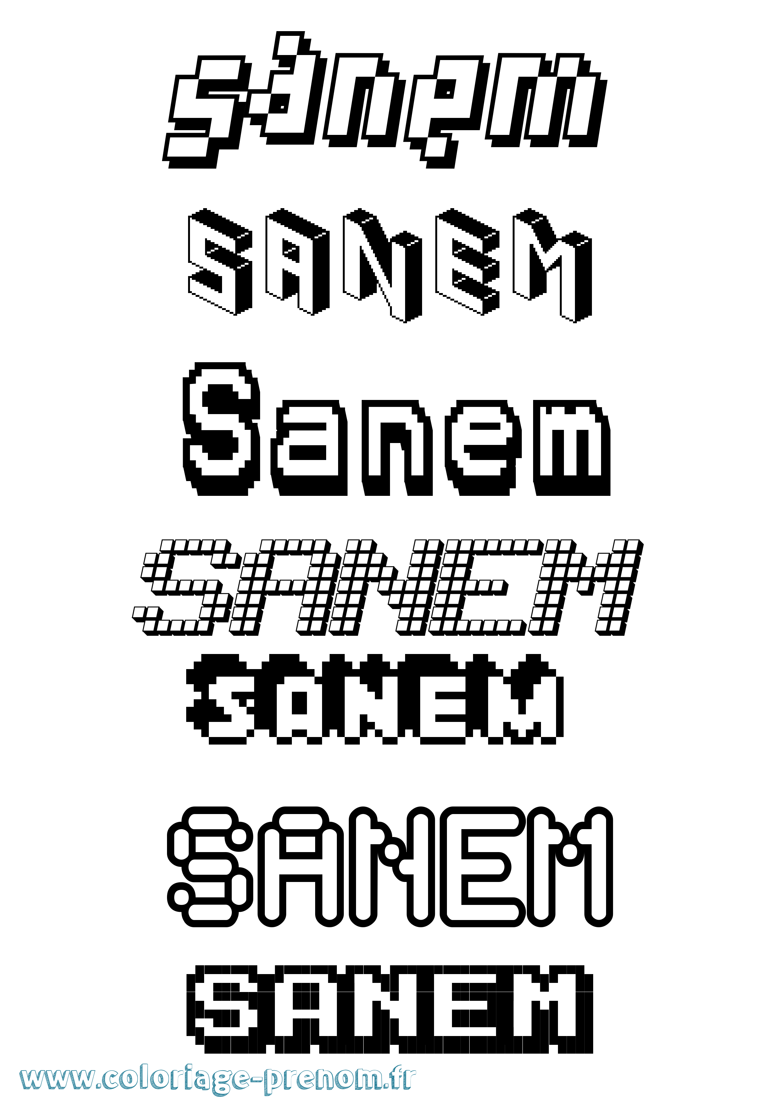 Coloriage Sanem Pixel Coloriage prénom Sanem Pixel