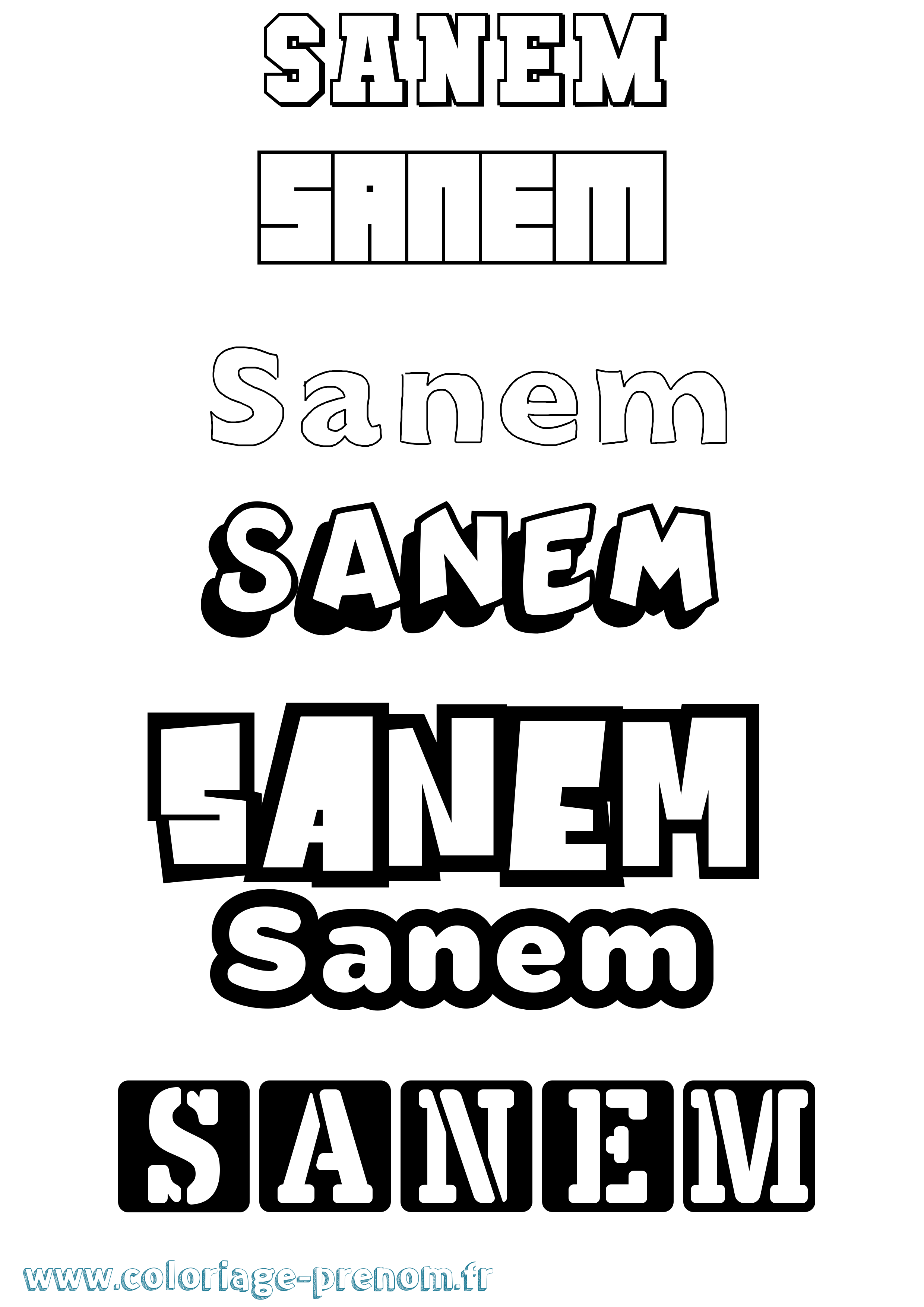 Coloriage Sanem Simple Coloriage prénom Sanem Simple