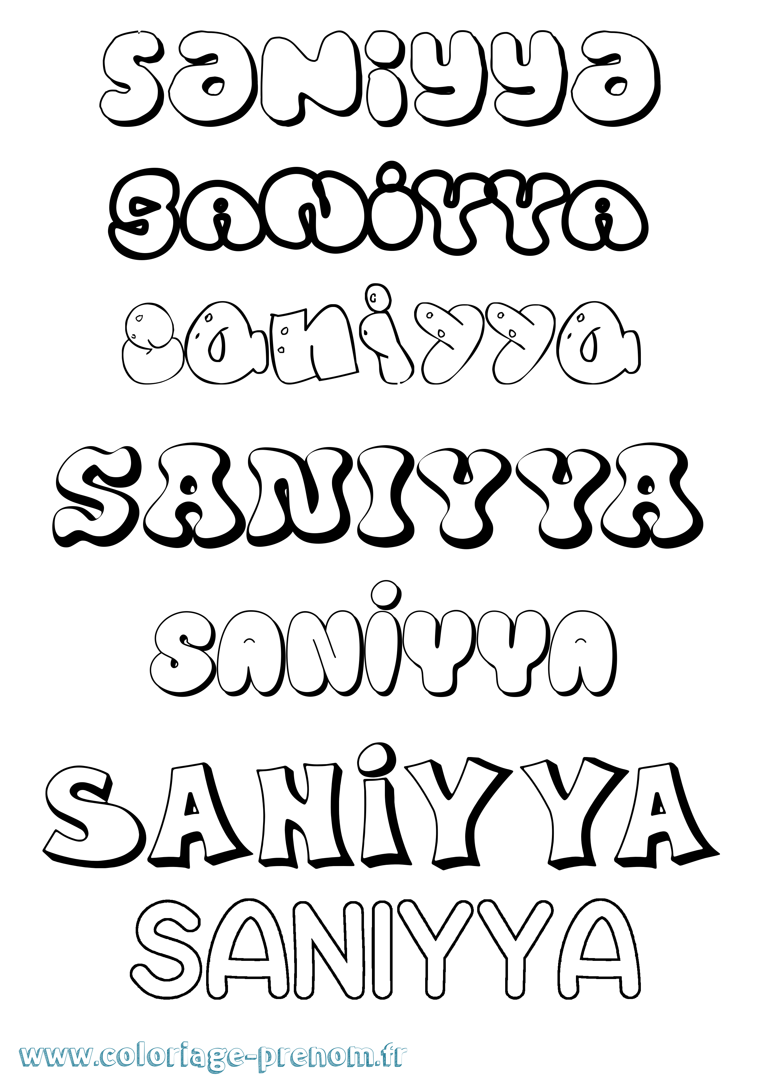 Coloriage Saniyya Bubble Coloriage prénom Saniyya Bubble
