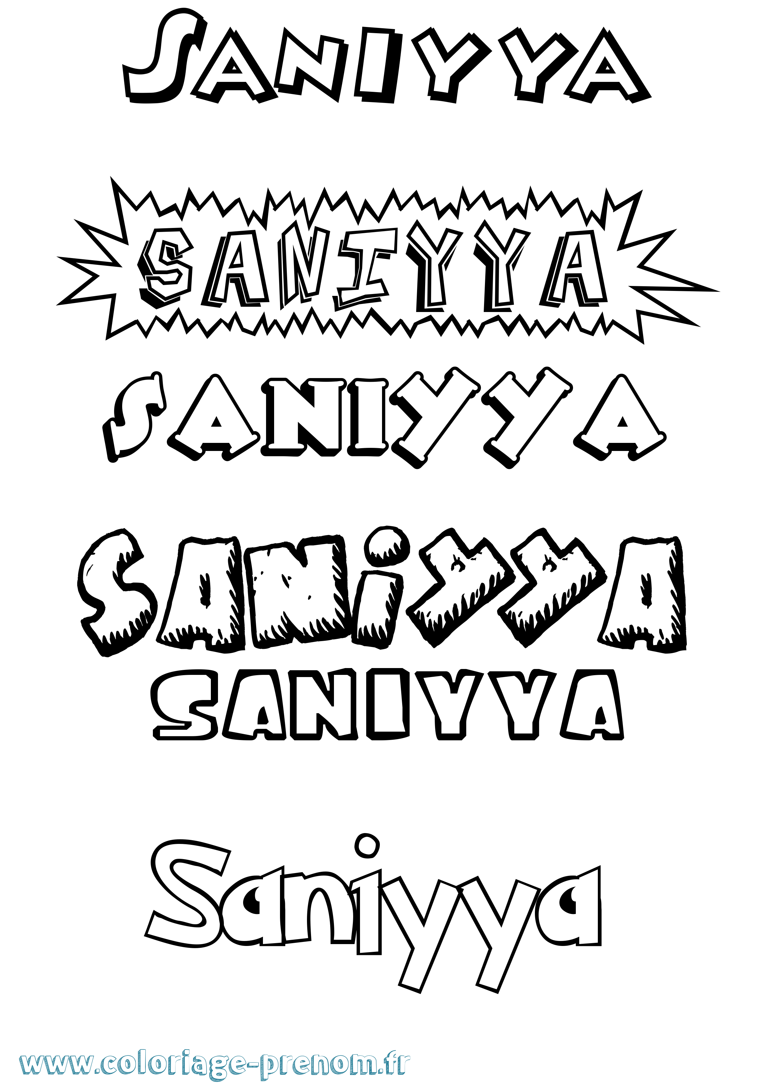 Coloriage Saniyya Dessin Animé Coloriage prénom Saniyya Dessin Animé