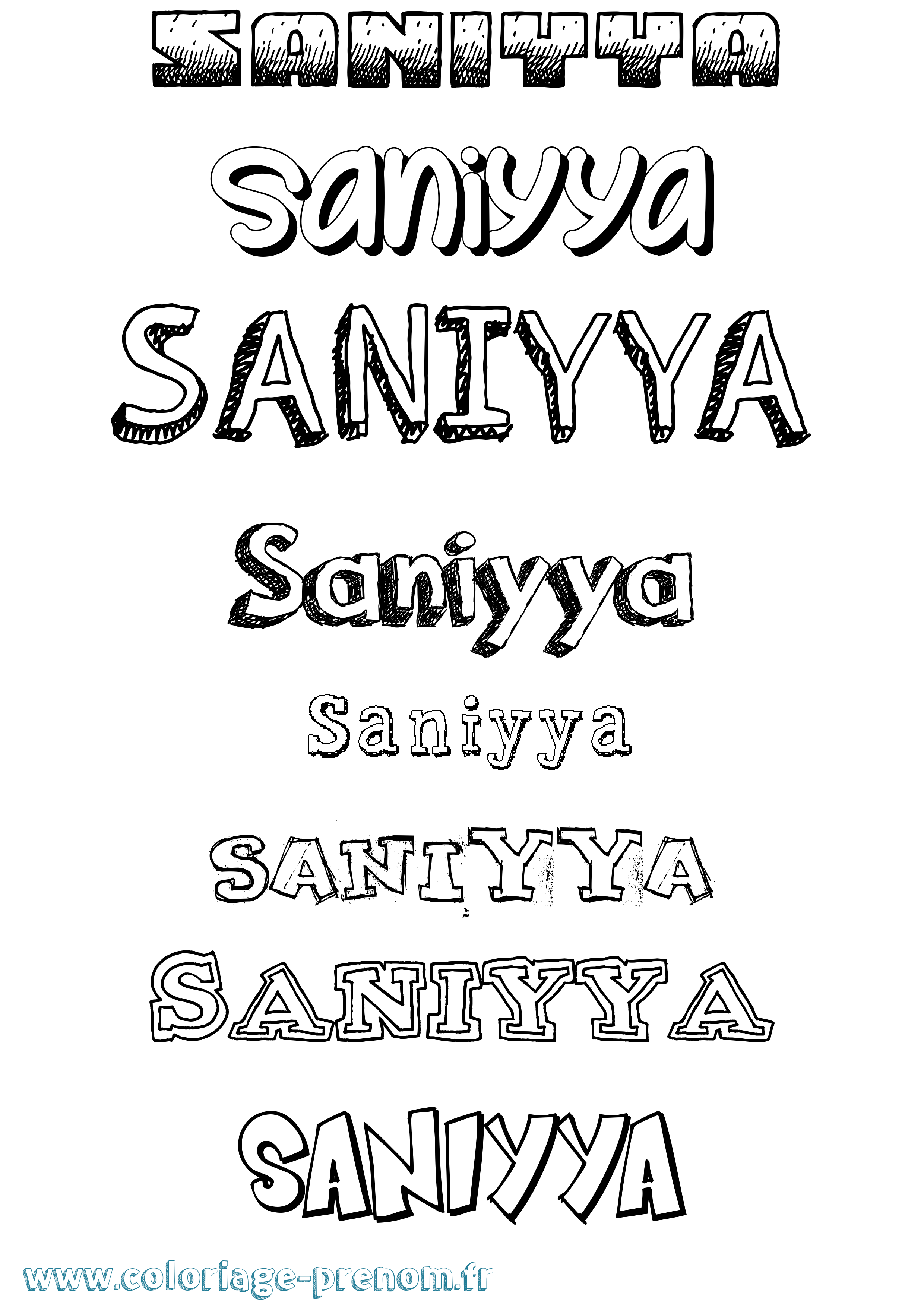 Coloriage Saniyya Dessiné Coloriage prénom Saniyya Dessiné