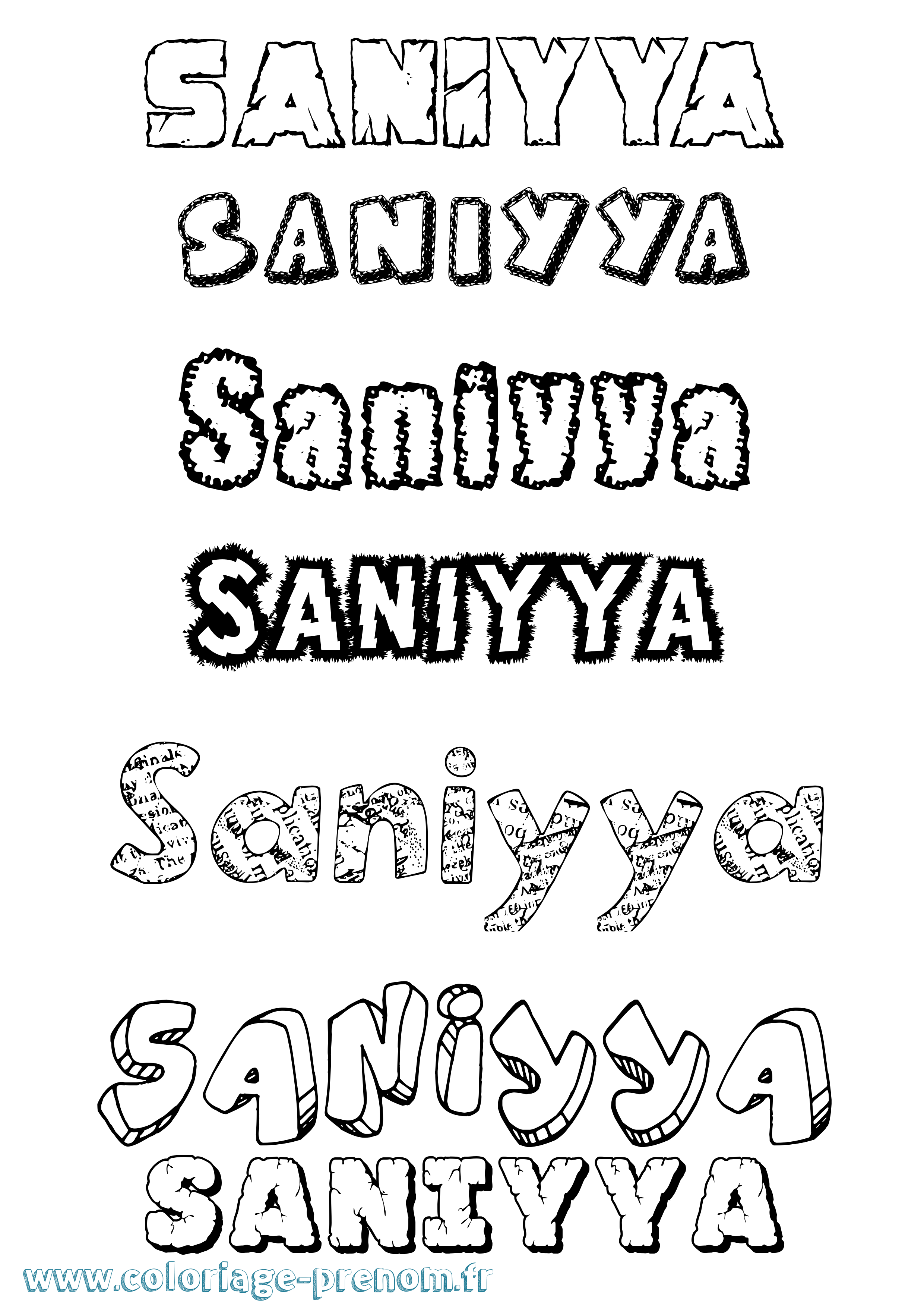 Coloriage Saniyya Destructuré Coloriage prénom Saniyya Destructuré