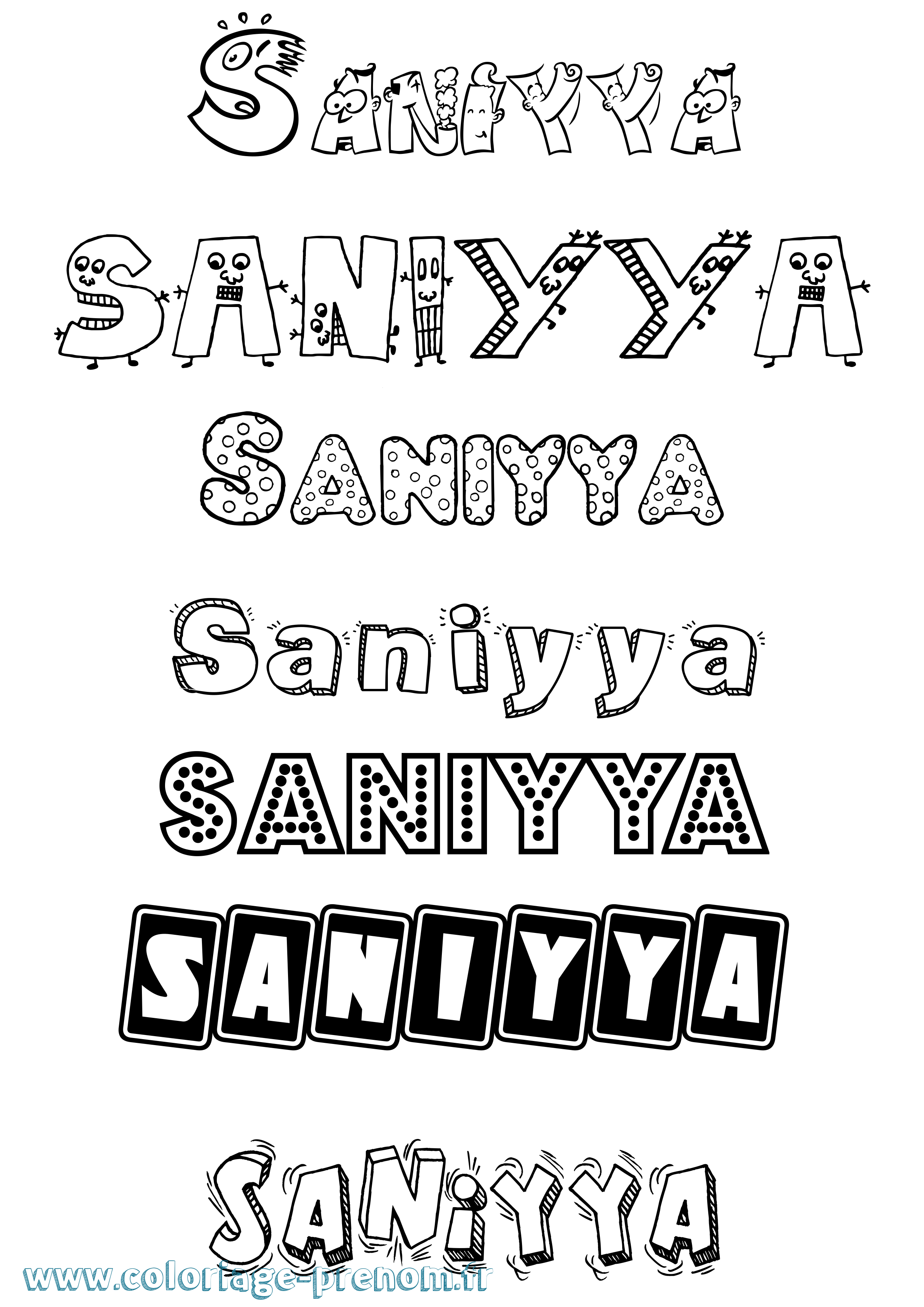 Coloriage Saniyya Fun Coloriage prénom Saniyya Fun