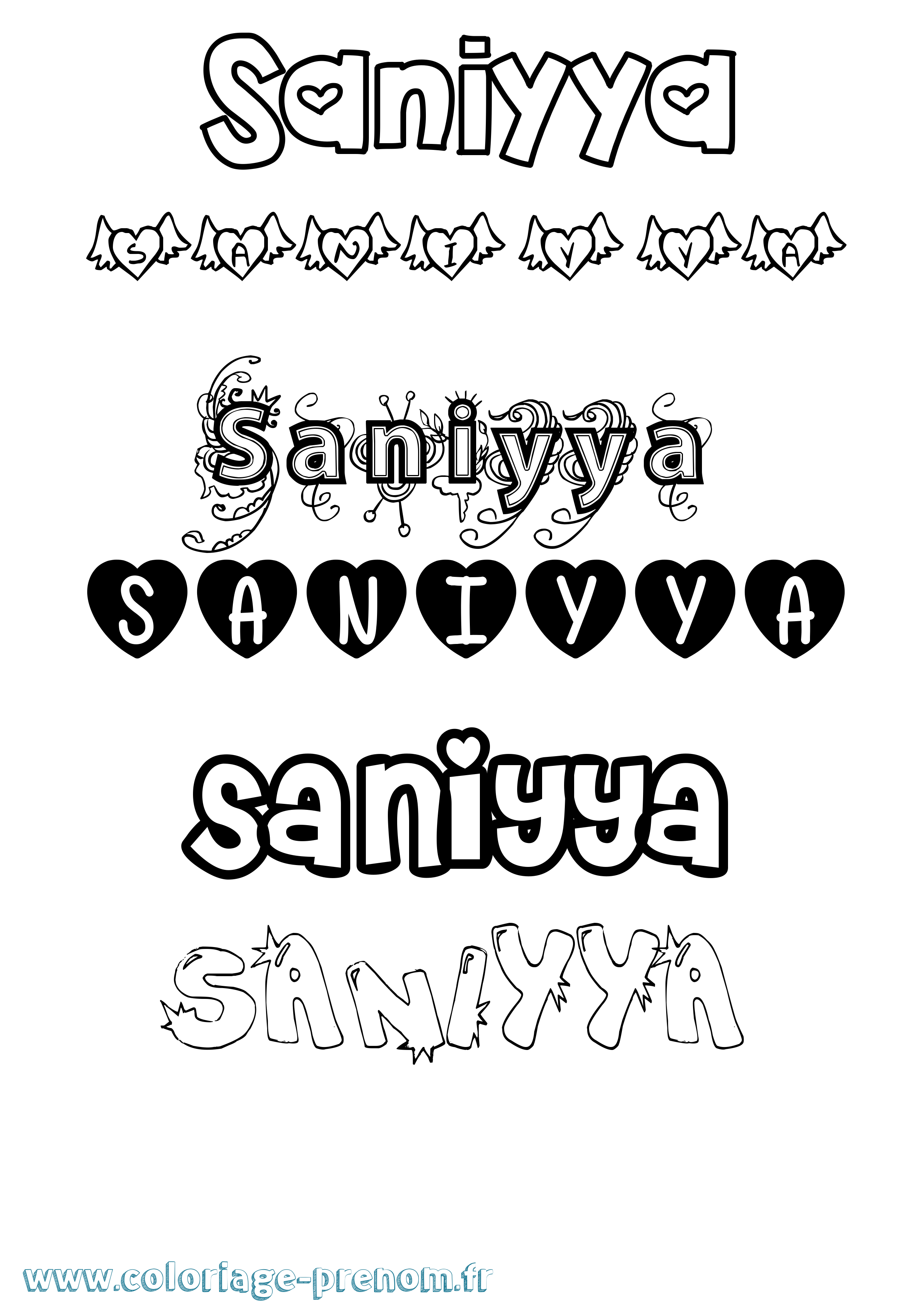 Coloriage Saniyya Girly Coloriage prénom Saniyya Girly