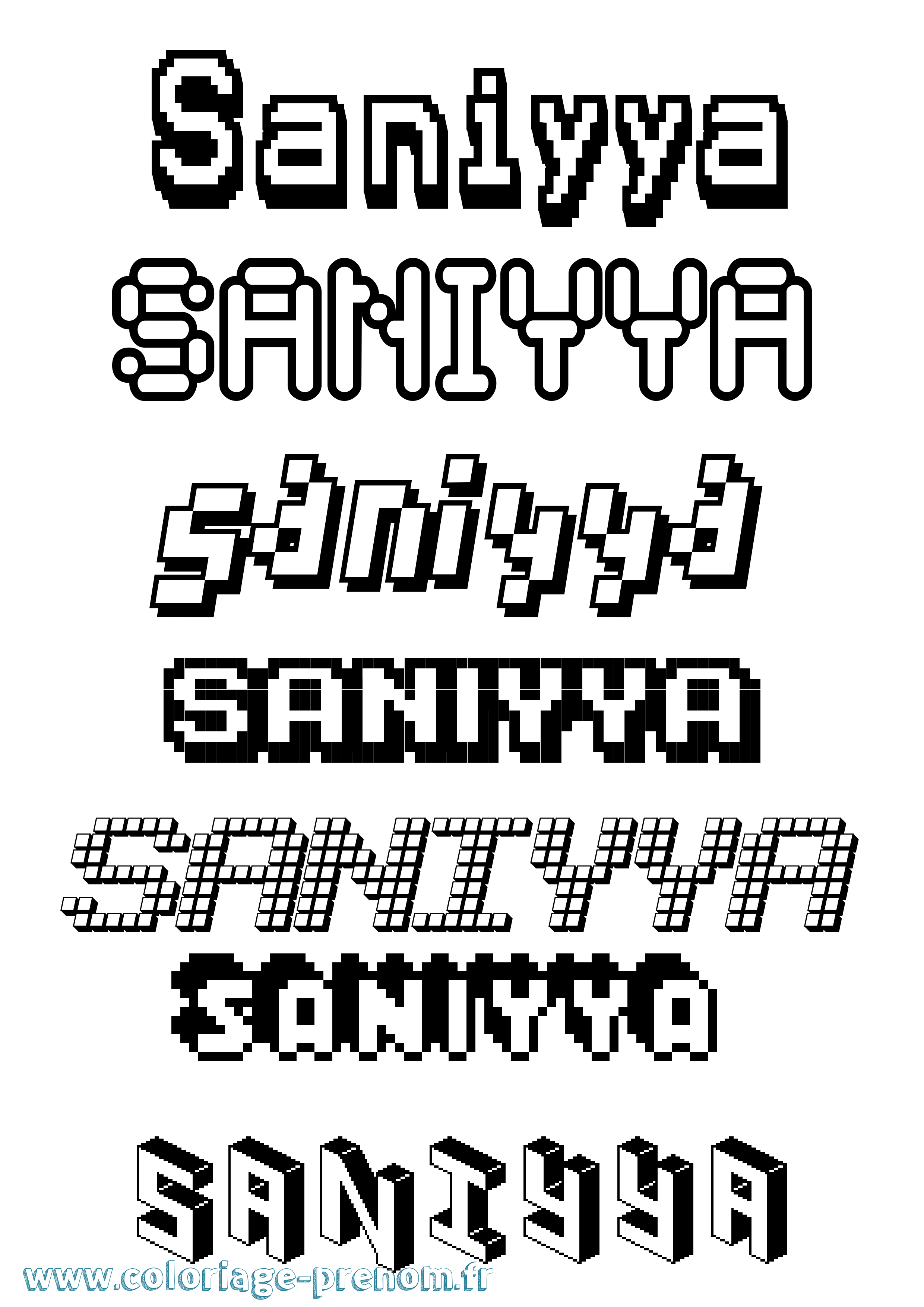 Coloriage Saniyya Pixel Coloriage prénom Saniyya Pixel