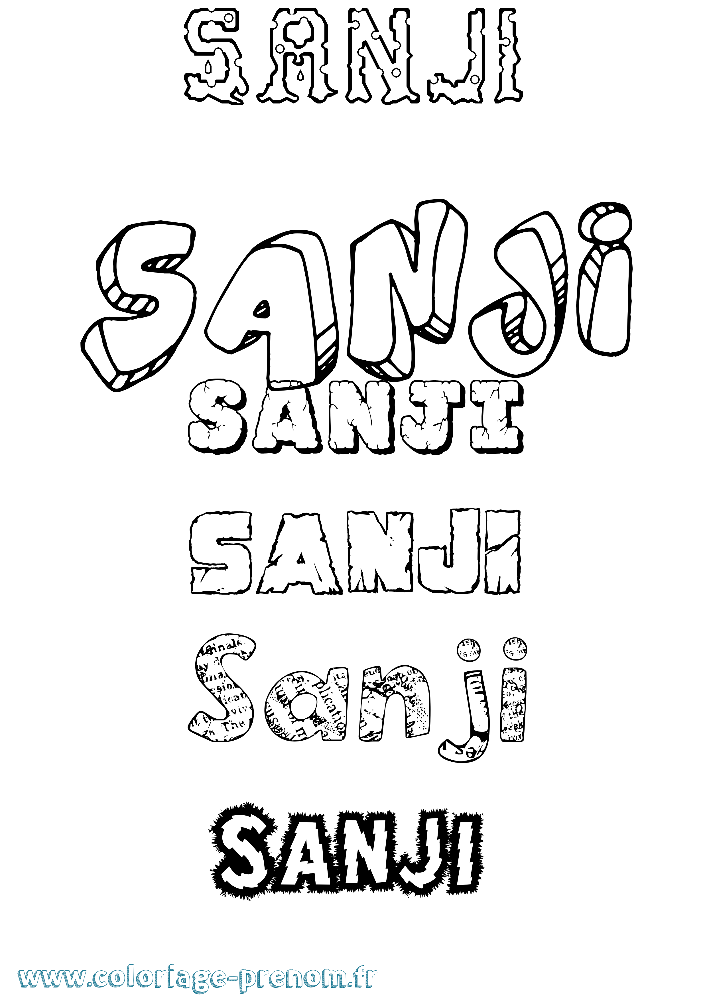 Coloriage Sanji Destructuré Coloriage prénom Sanji Destructuré