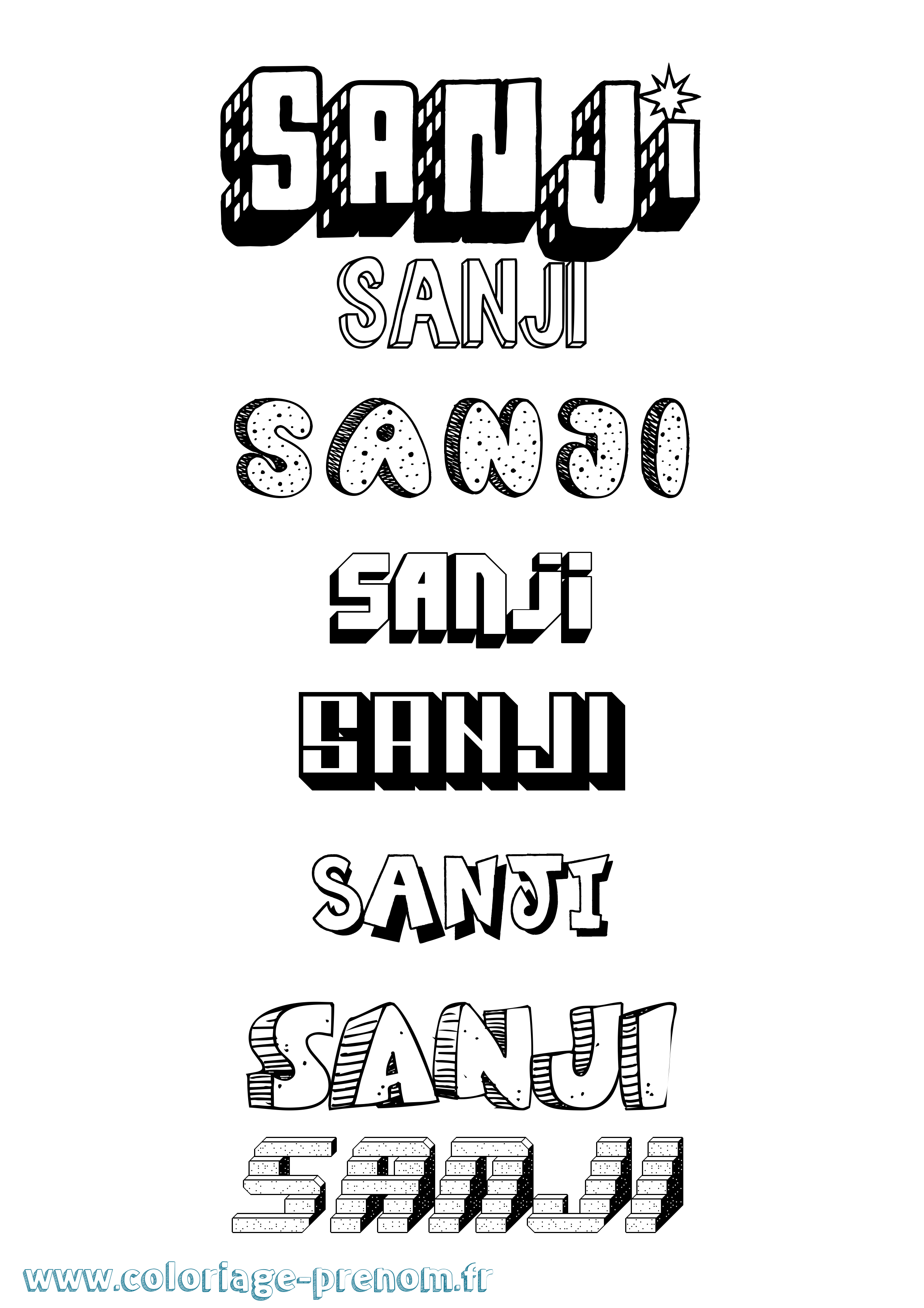 Coloriage Sanji Effet 3D Coloriage prénom Sanji Effet 3D
