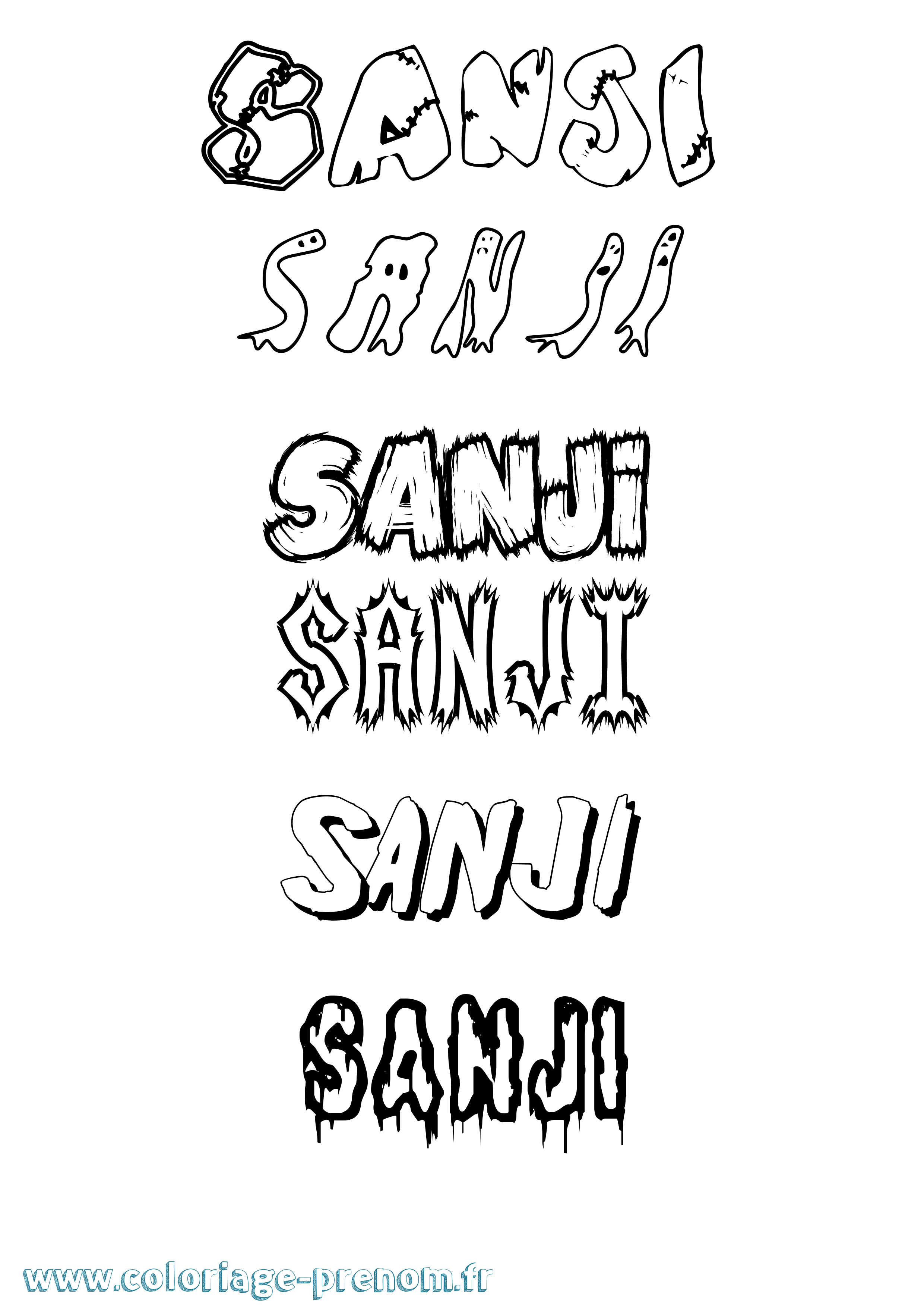 Coloriage Sanji Frisson Coloriage prénom Sanji Frisson