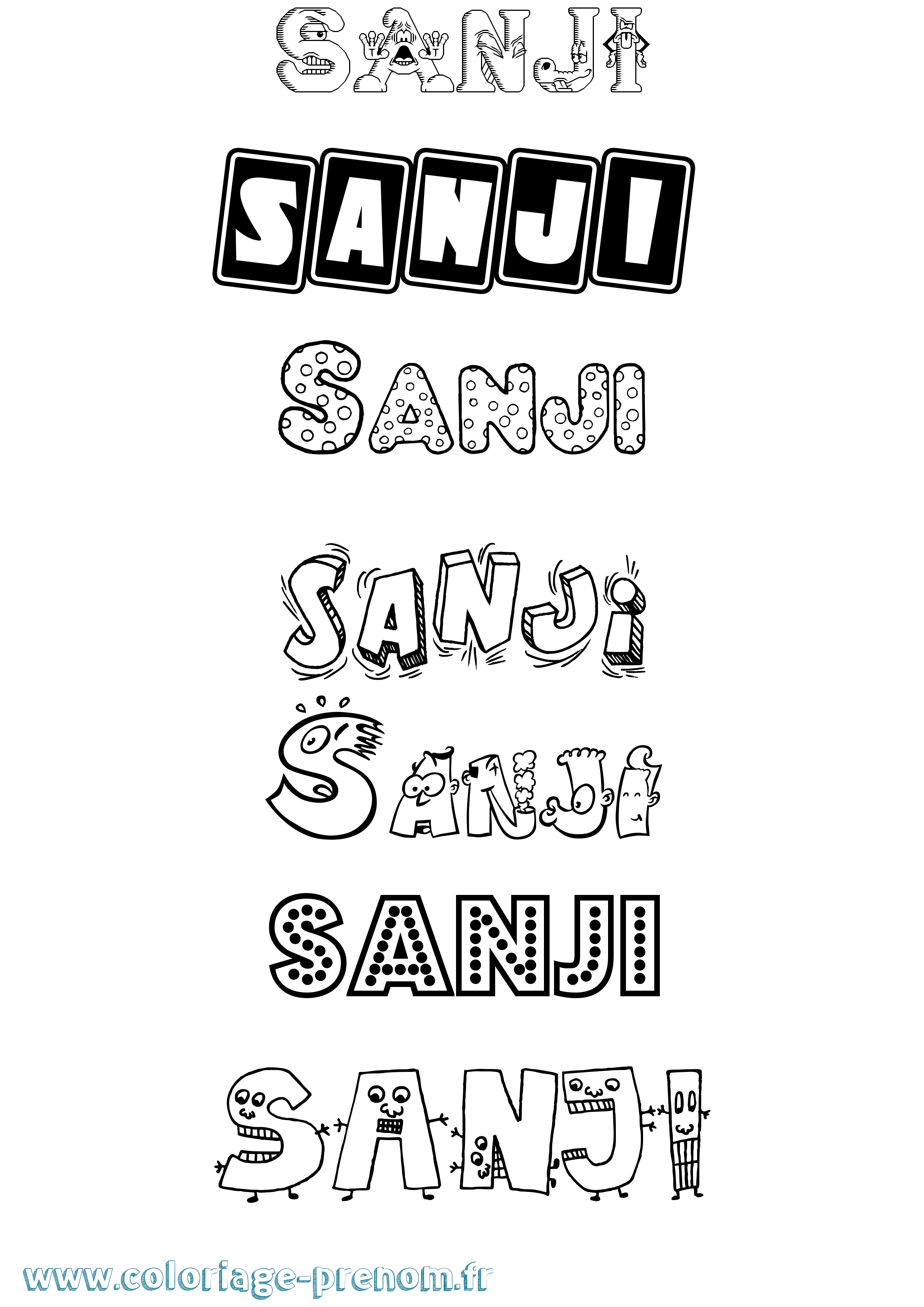 Coloriage Sanji Fun Coloriage prénom Sanji Fun
