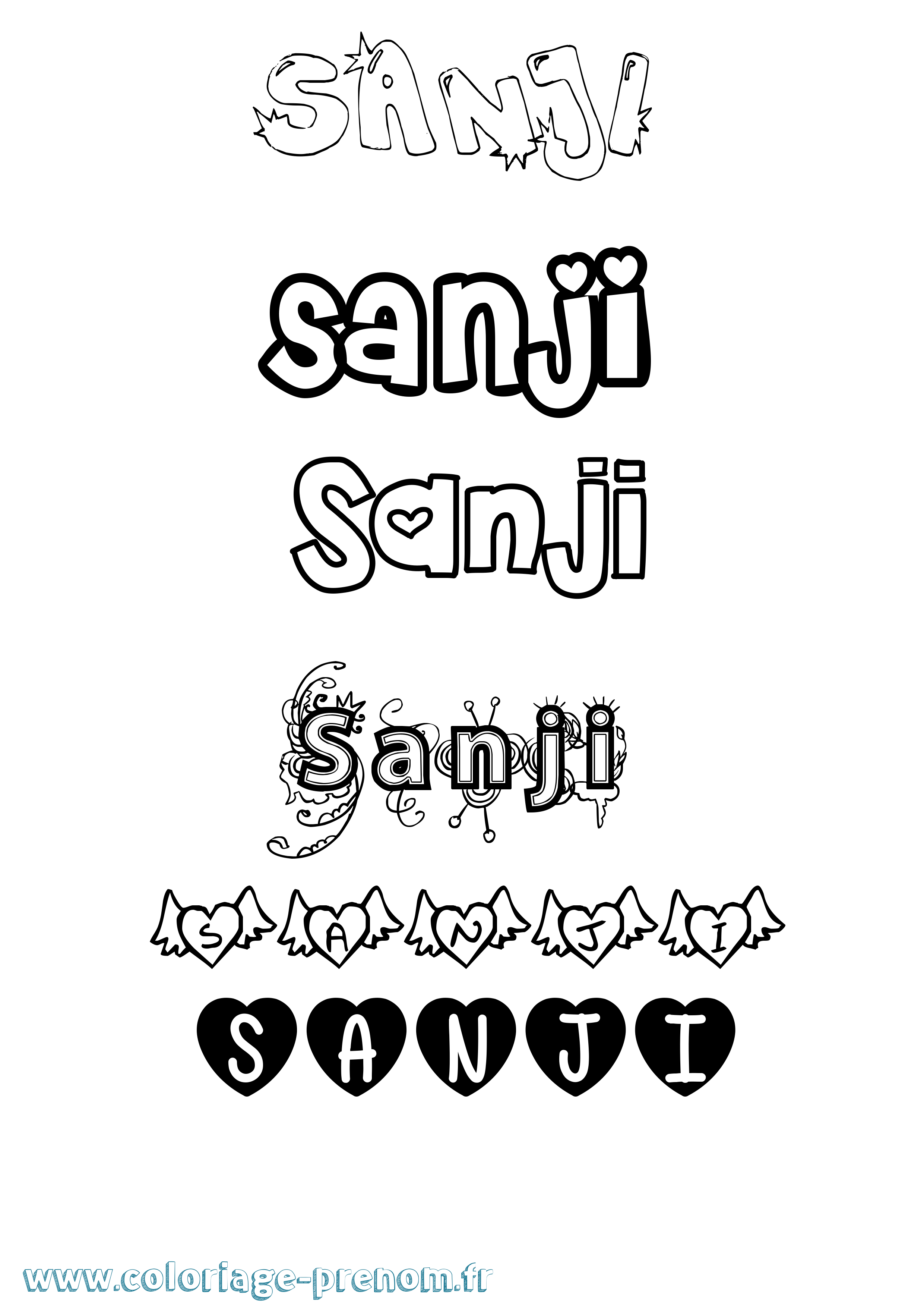 Coloriage Sanji Girly Coloriage prénom Sanji Girly