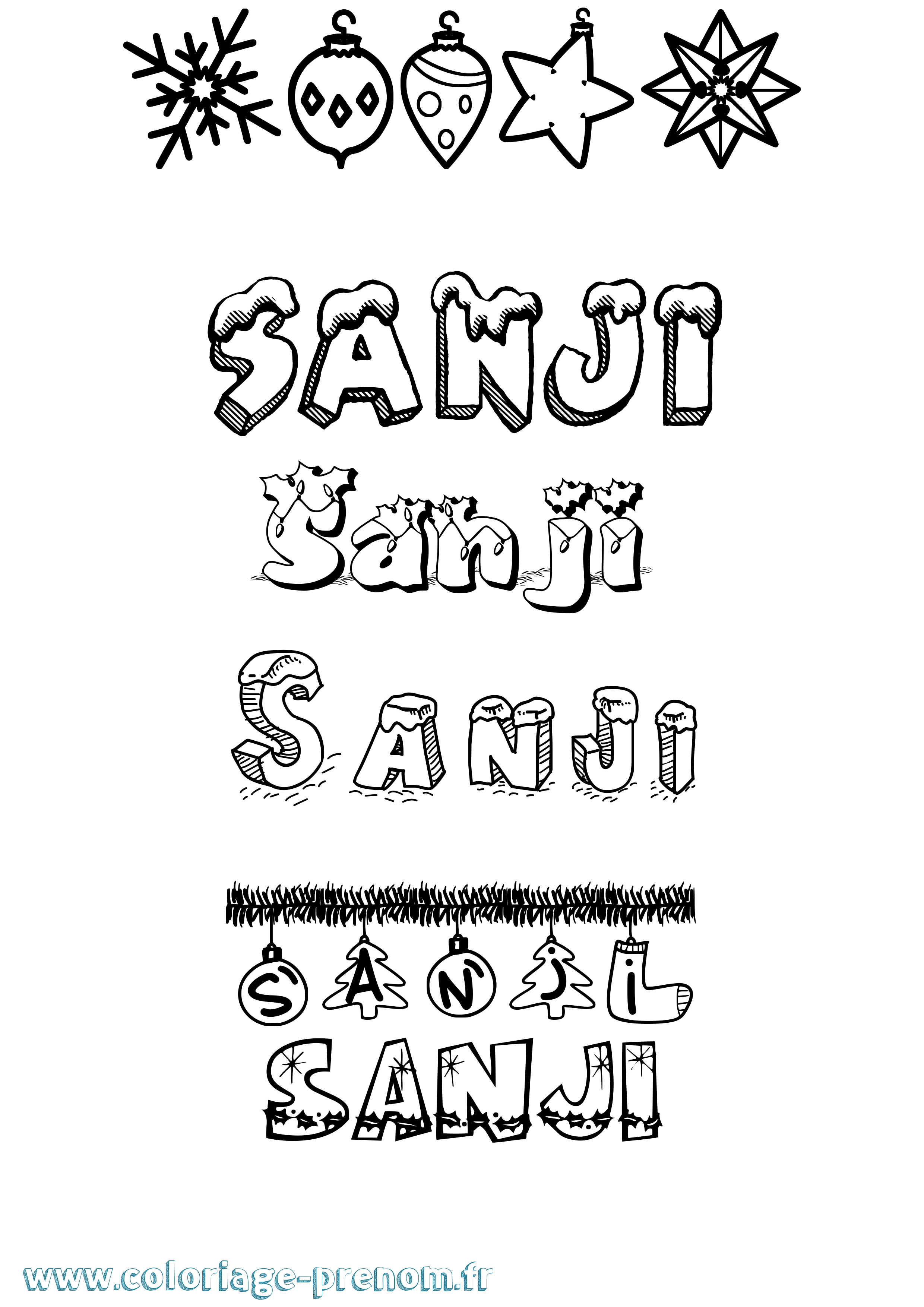 Coloriage Sanji Noël Coloriage prénom Sanji Noël