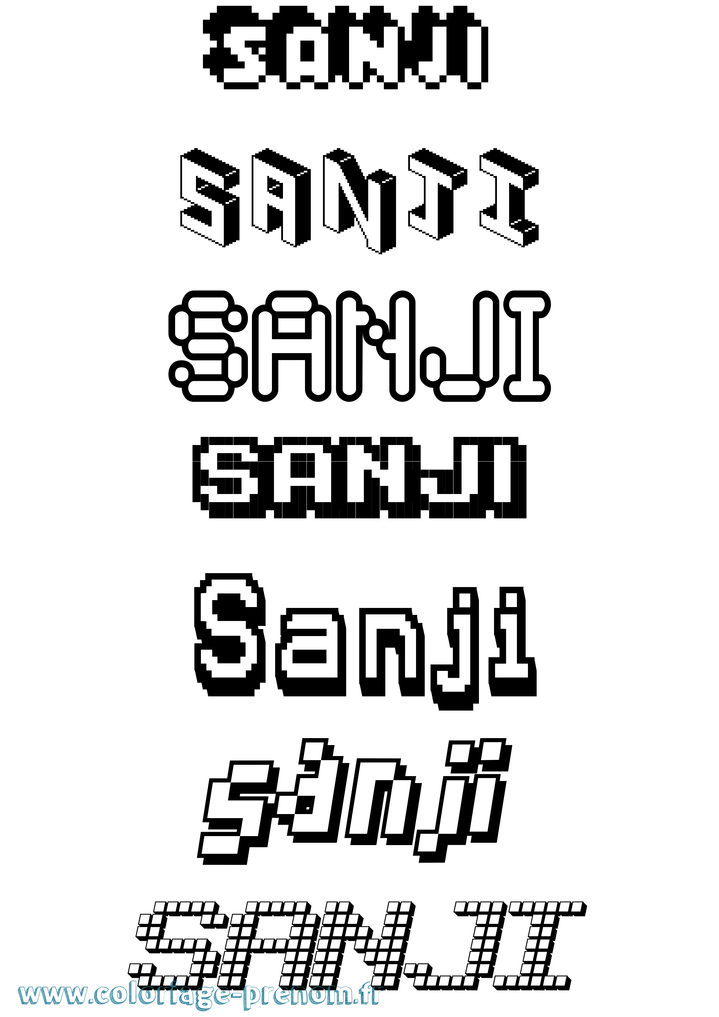 Coloriage Sanji Pixel Coloriage prénom Sanji Pixel