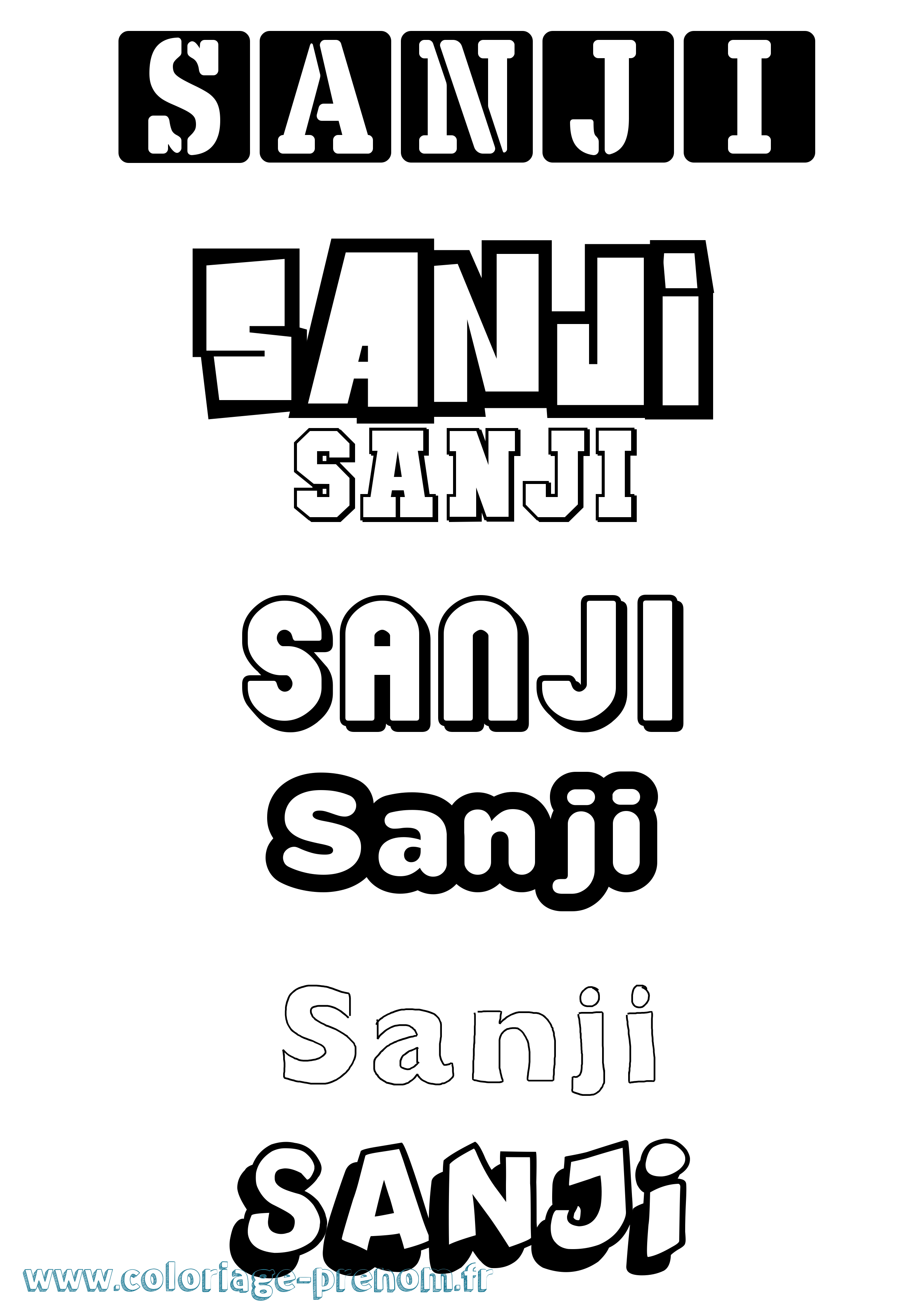 Coloriage Sanji Simple Coloriage prénom Sanji Simple
