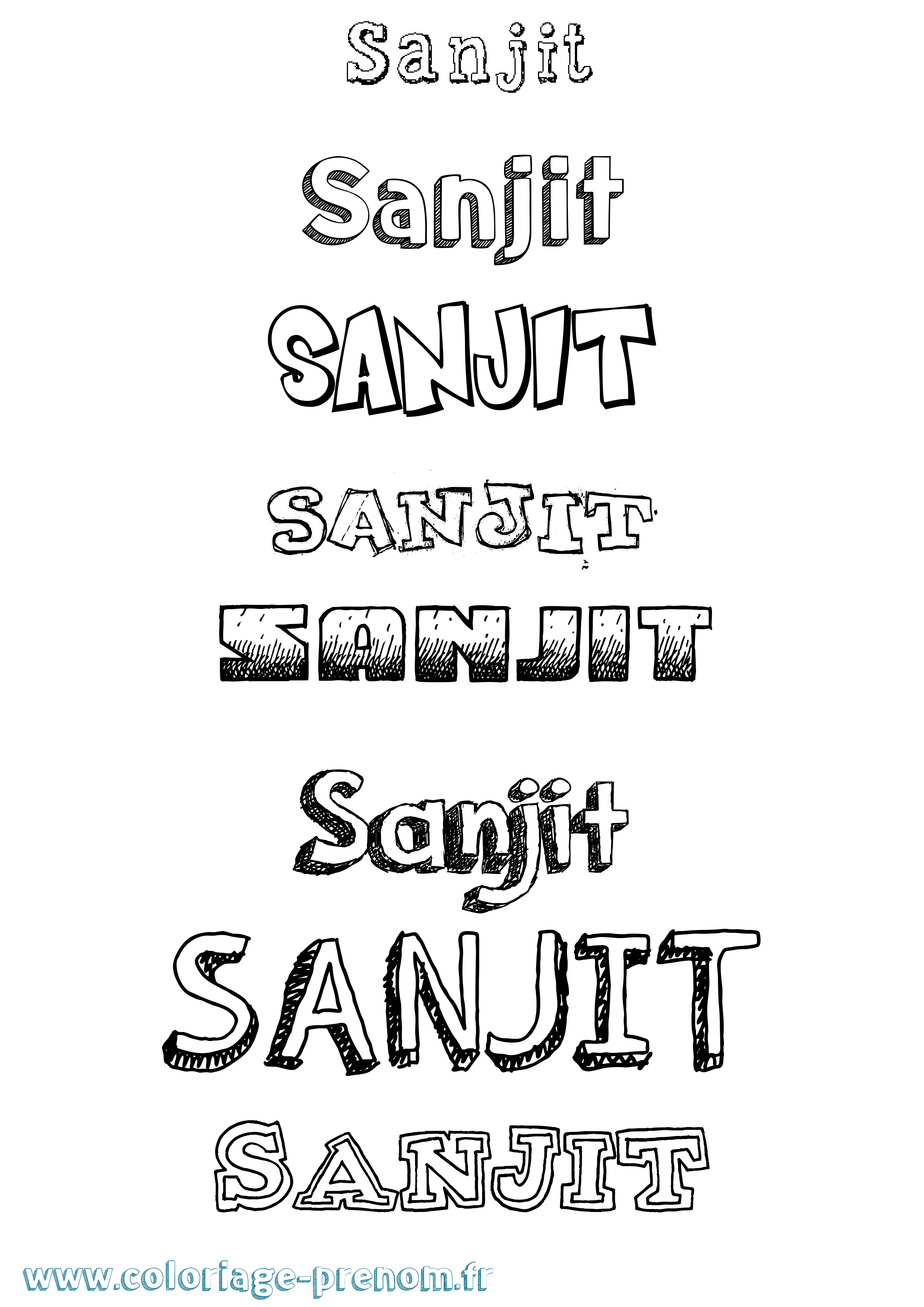 Coloriage Sanjit Dessiné Coloriage prénom Sanjit Dessiné