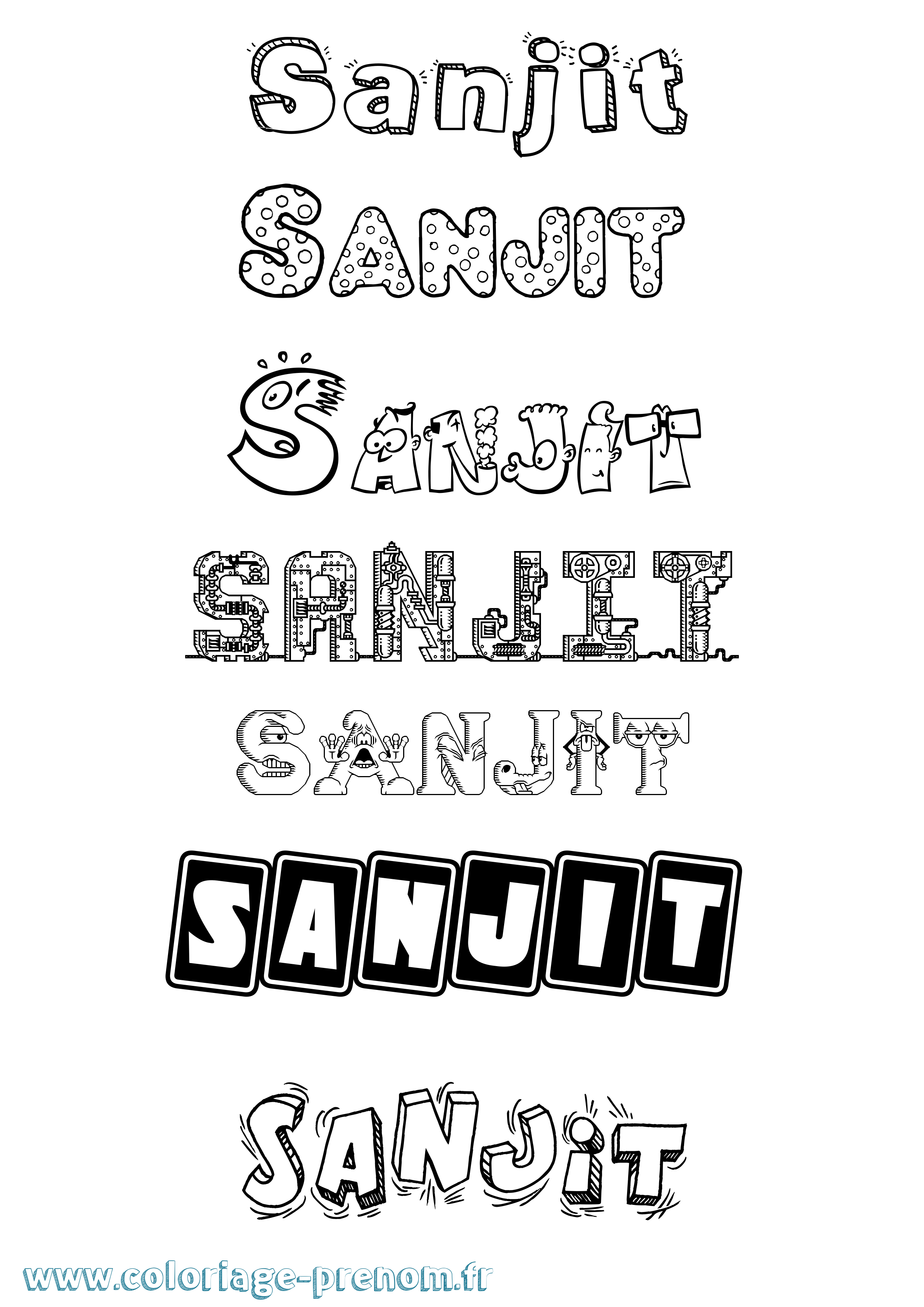 Coloriage Sanjit Fun Coloriage prénom Sanjit Fun