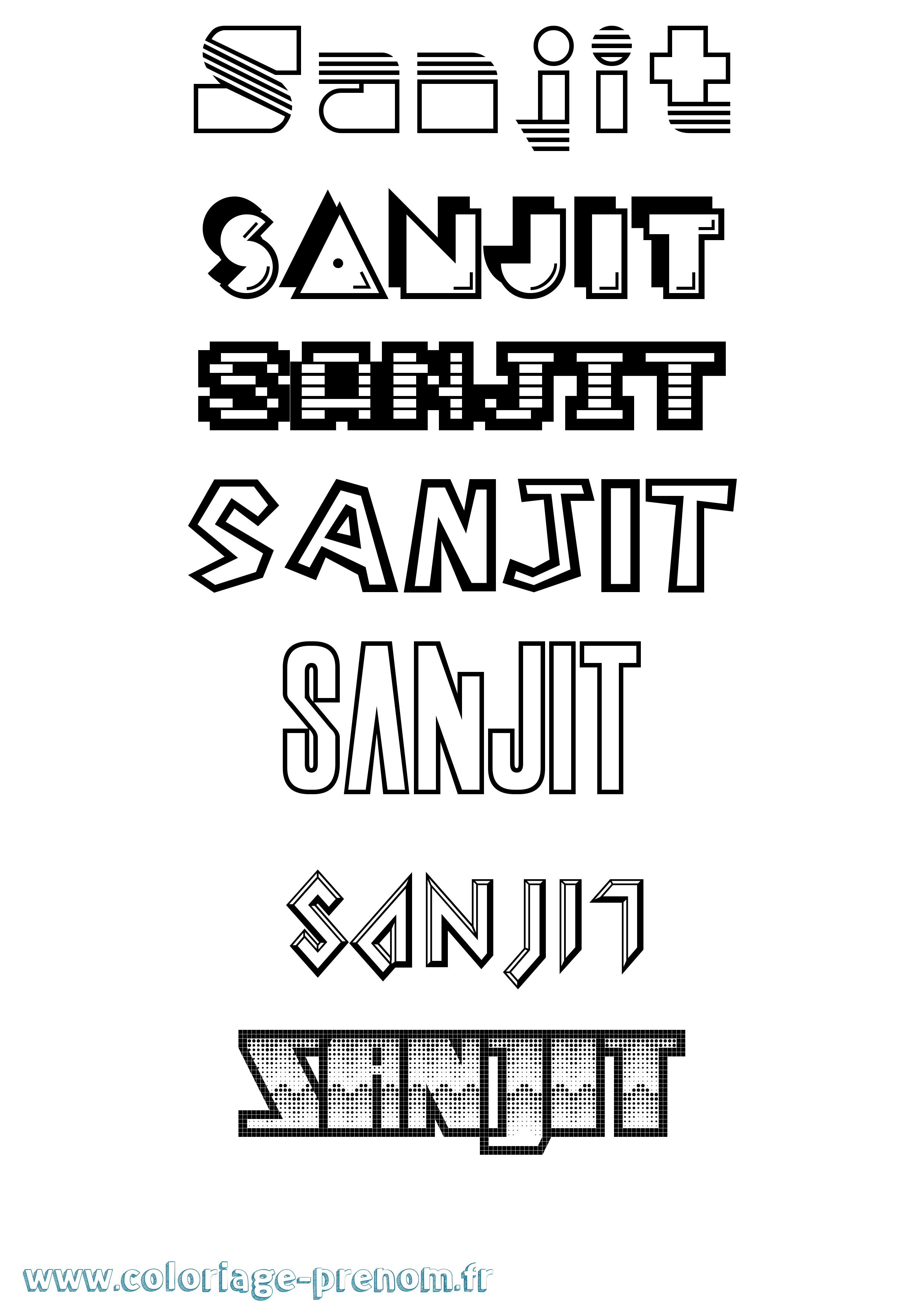 Coloriage Sanjit Jeux Vidéos Coloriage prénom Sanjit Jeux Vidéos