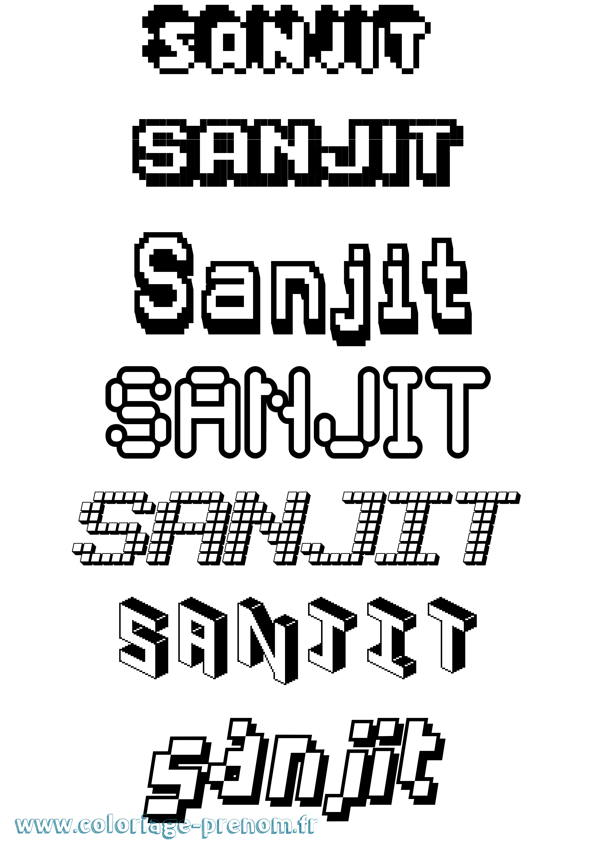 Coloriage Sanjit Pixel Coloriage prénom Sanjit Pixel