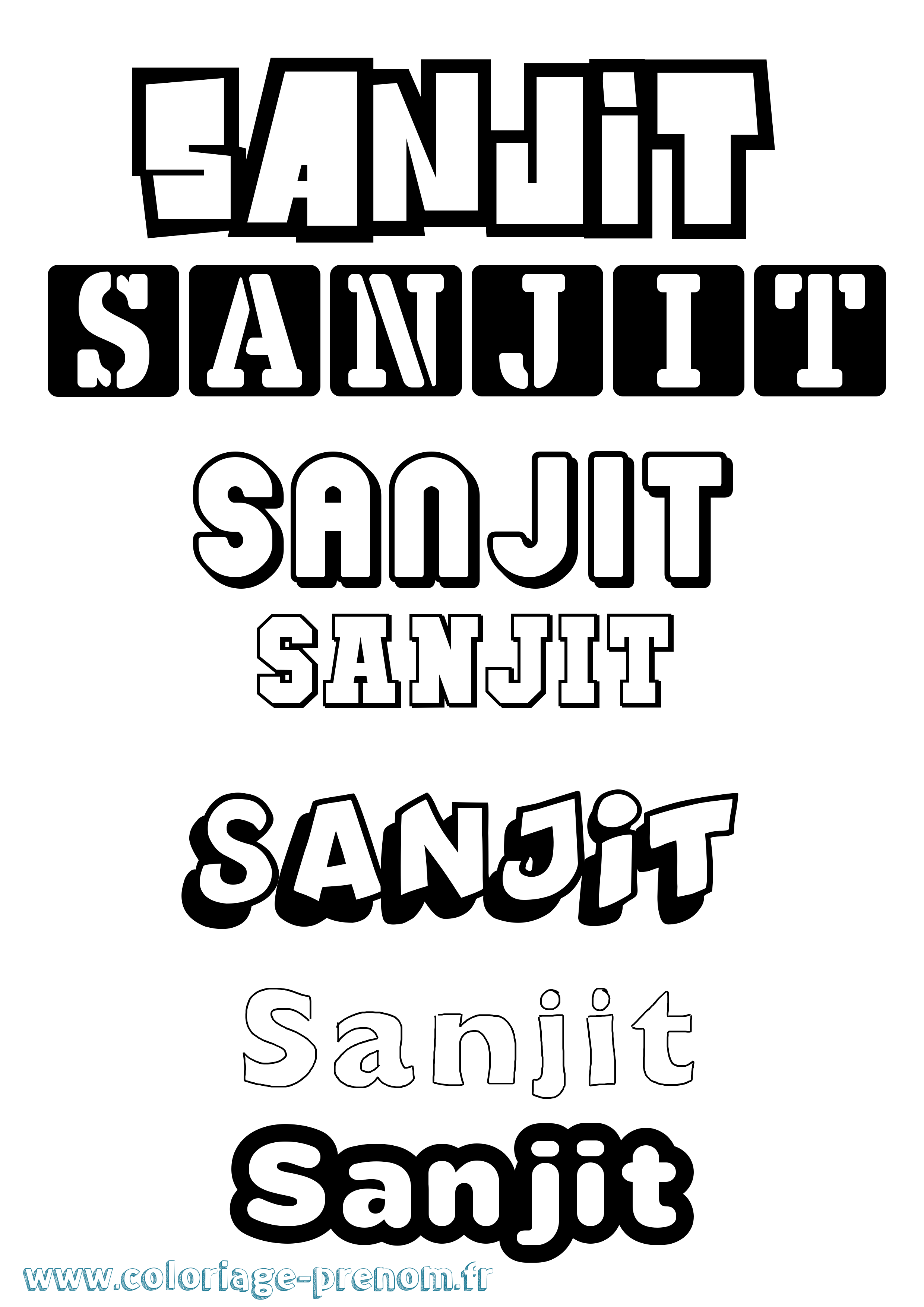 Coloriage Sanjit Simple Coloriage prénom Sanjit Simple