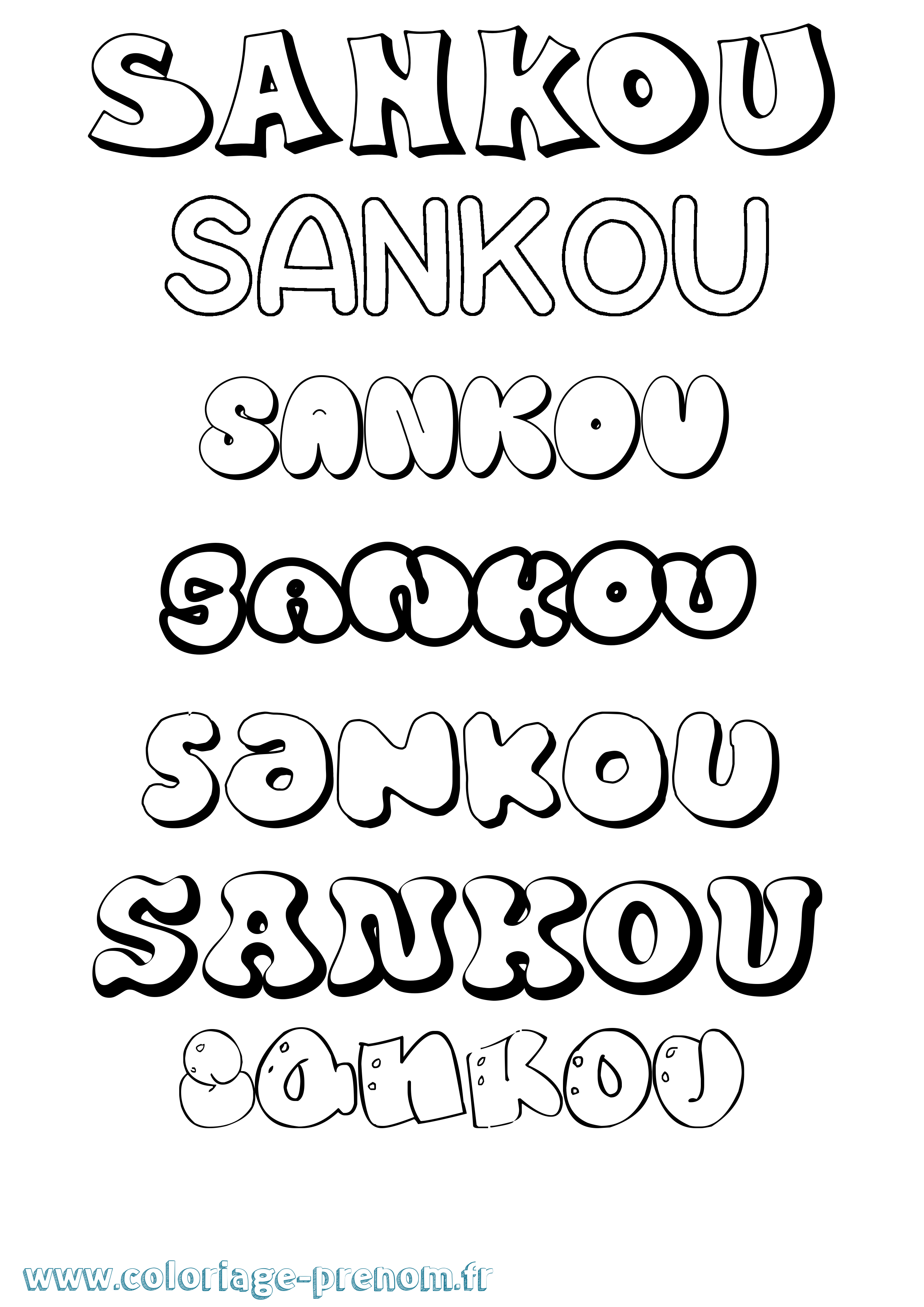 Coloriage Sankou Bubble Coloriage prénom Sankou Bubble