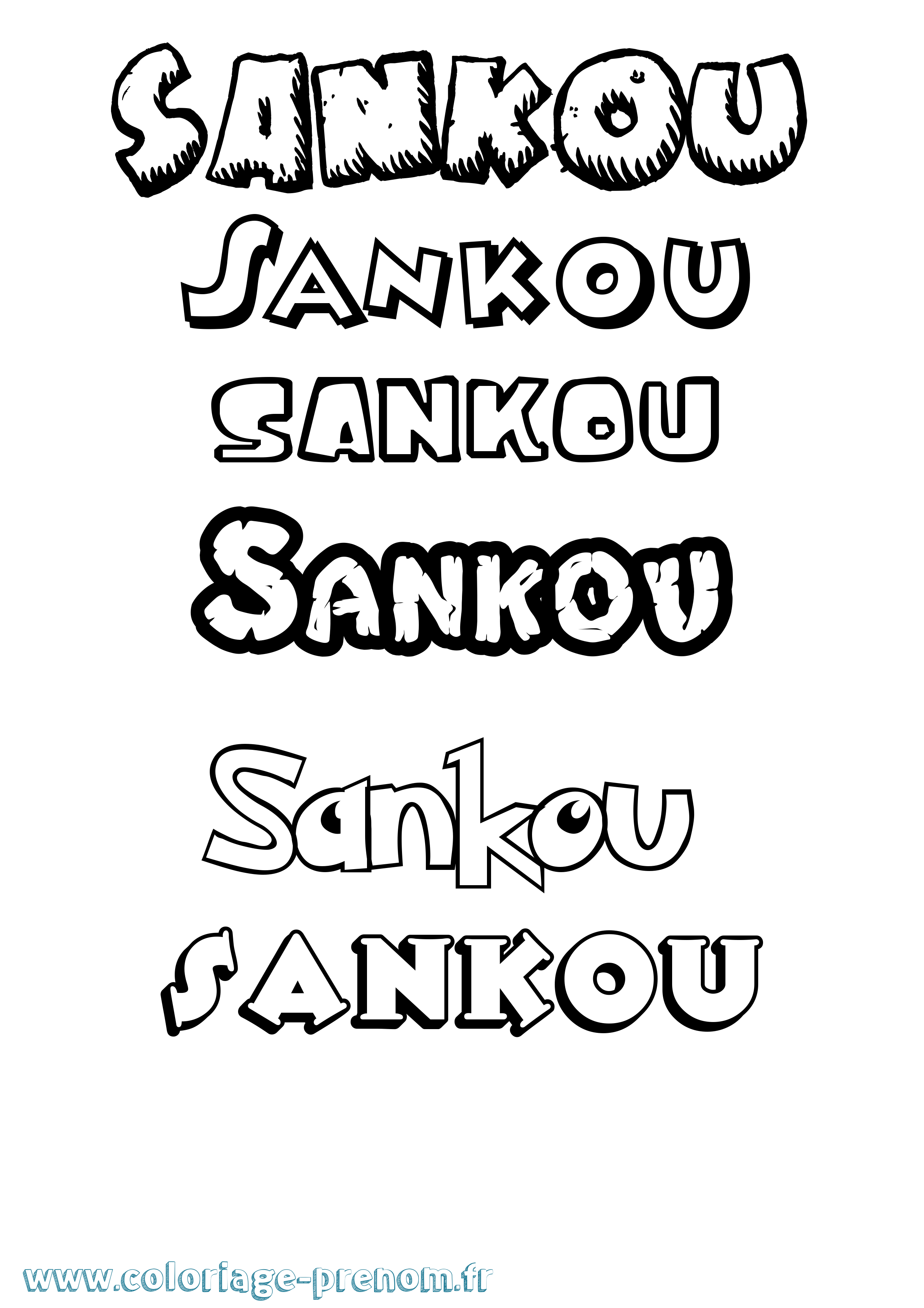 Coloriage Sankou Dessin Animé Coloriage prénom Sankou Dessin Animé