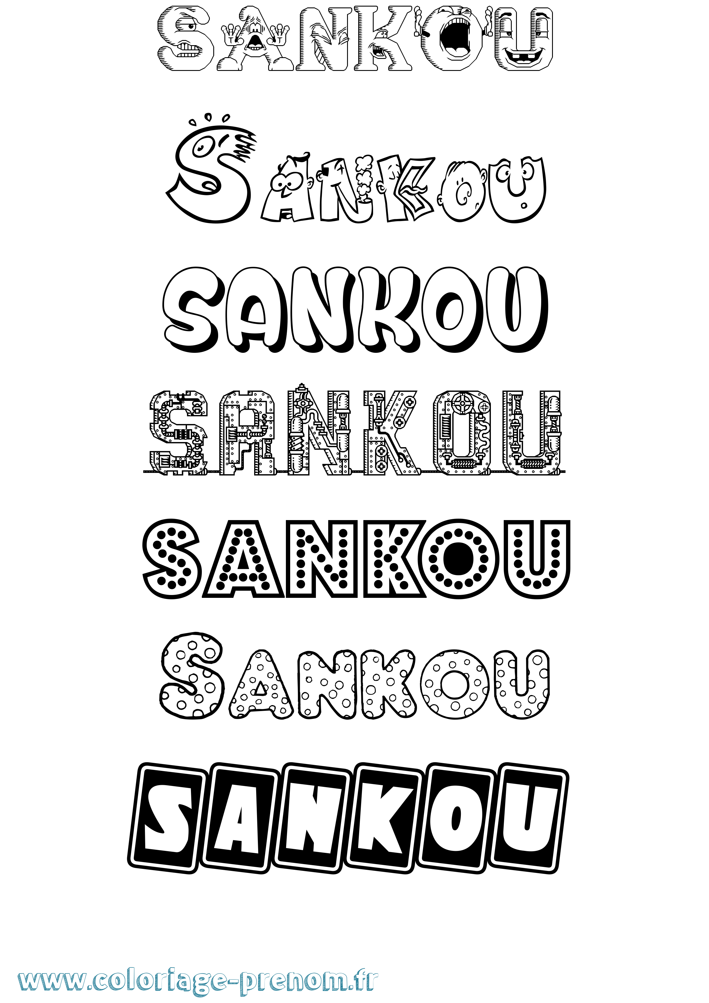 Coloriage Sankou Fun Coloriage prénom Sankou Fun