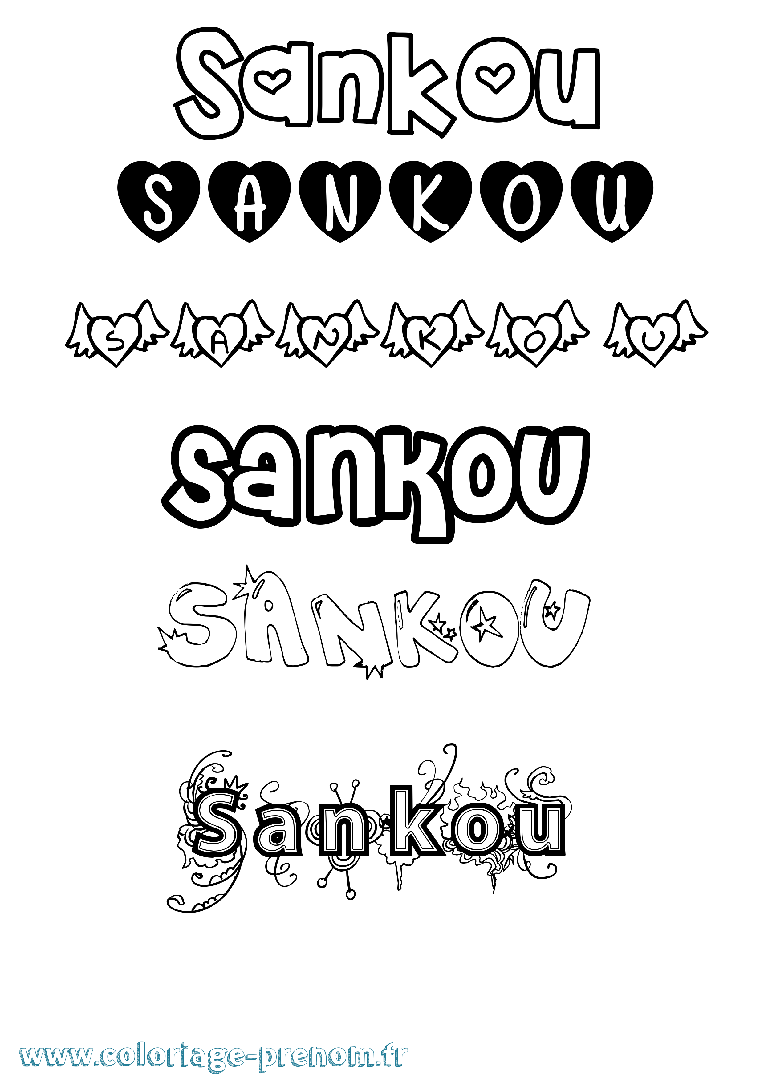 Coloriage Sankou Girly Coloriage prénom Sankou Girly