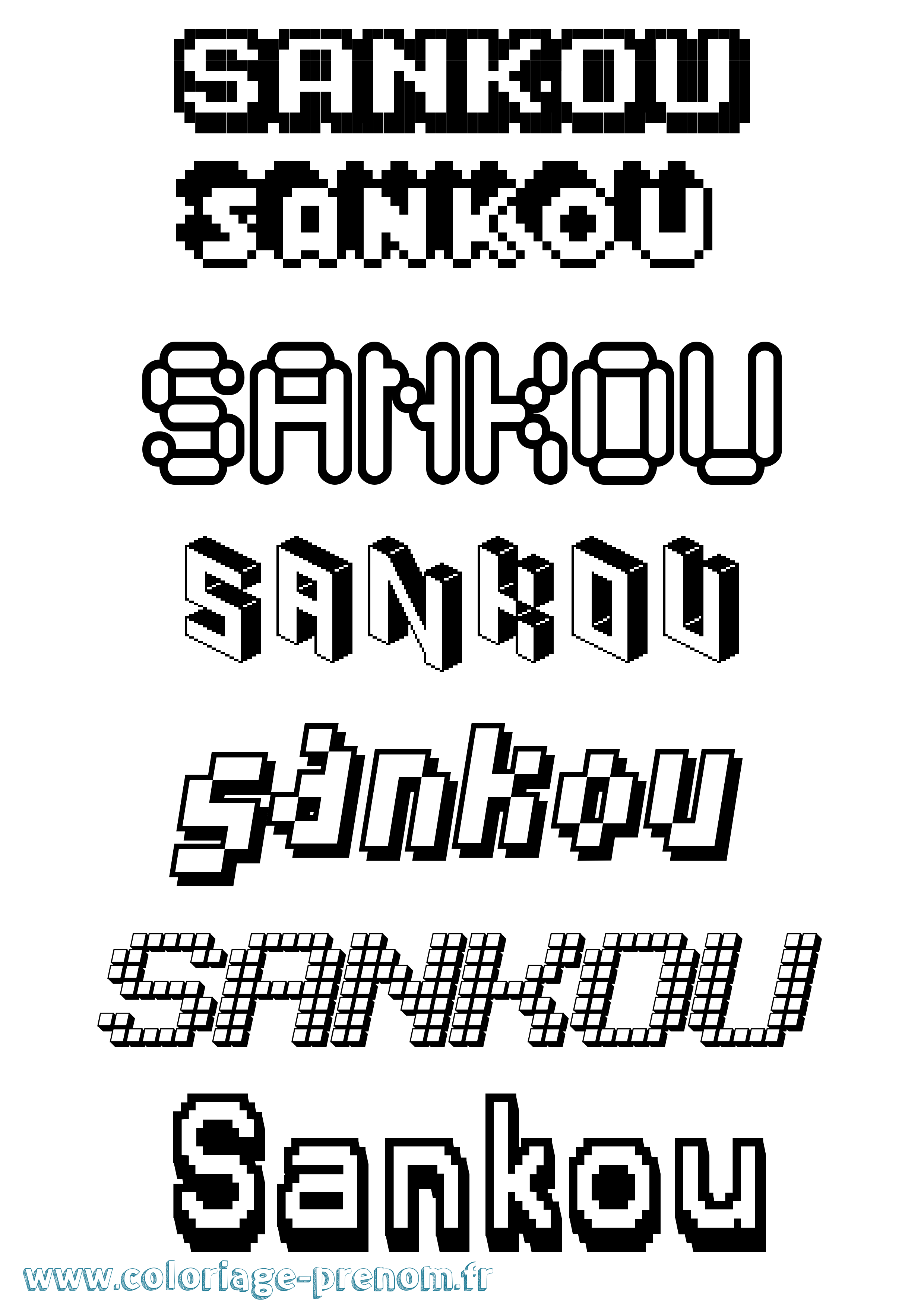 Coloriage Sankou Pixel Coloriage prénom Sankou Pixel
