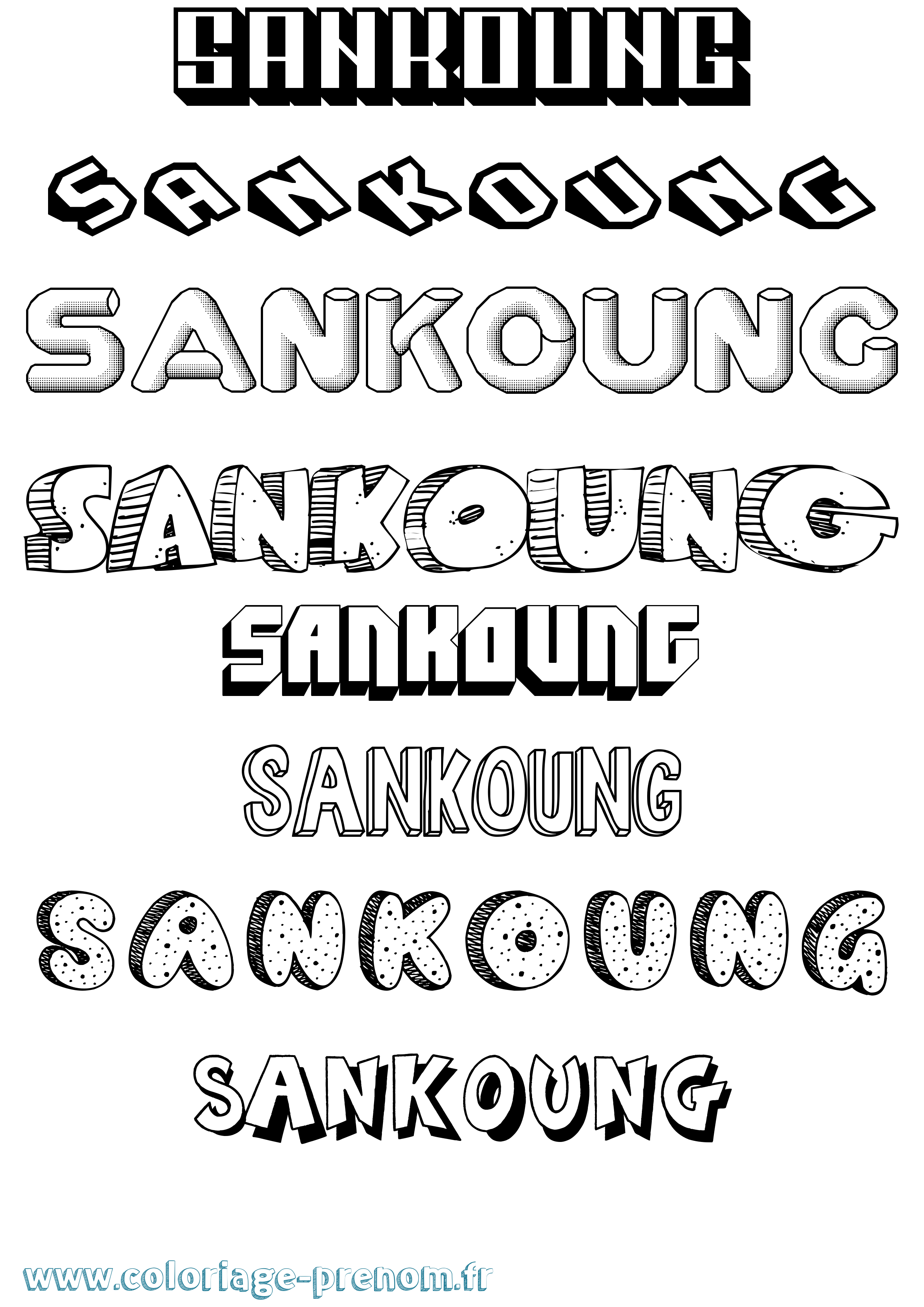 Coloriage Sankoung Effet 3D Coloriage prénom Sankoung Effet 3D