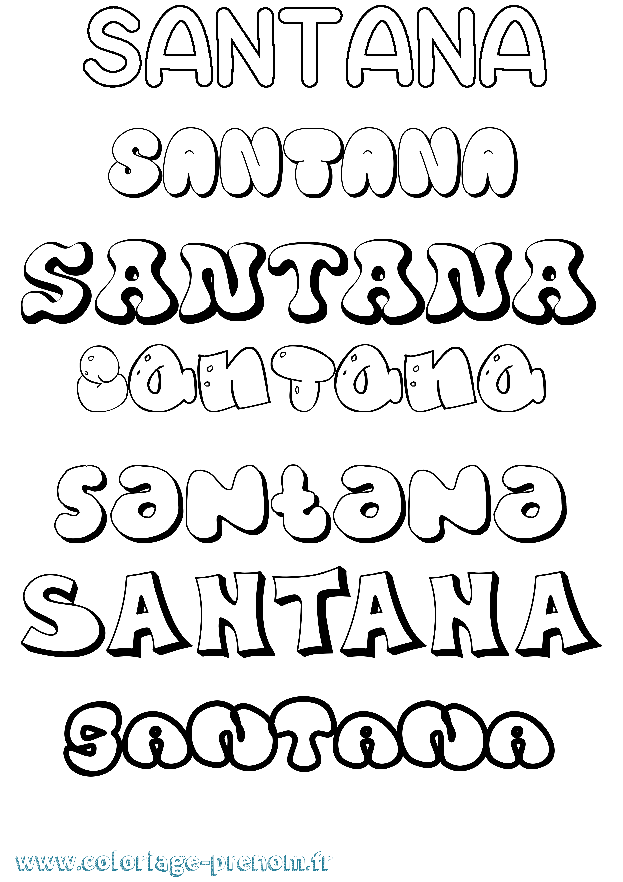 Coloriage Santana Bubble Coloriage prénom Santana Bubble
