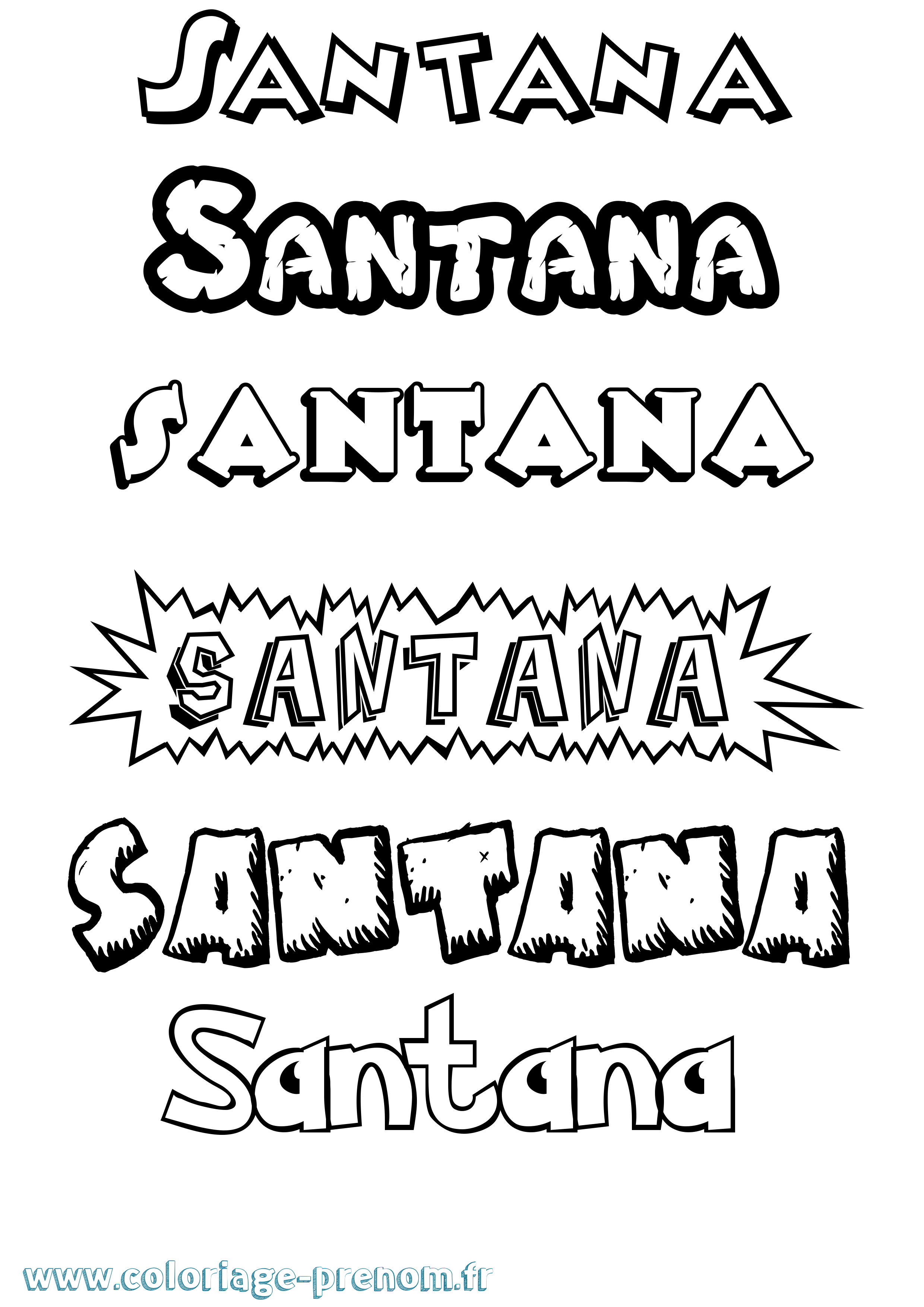 Coloriage Santana Dessin Animé Coloriage prénom Santana Dessin Animé