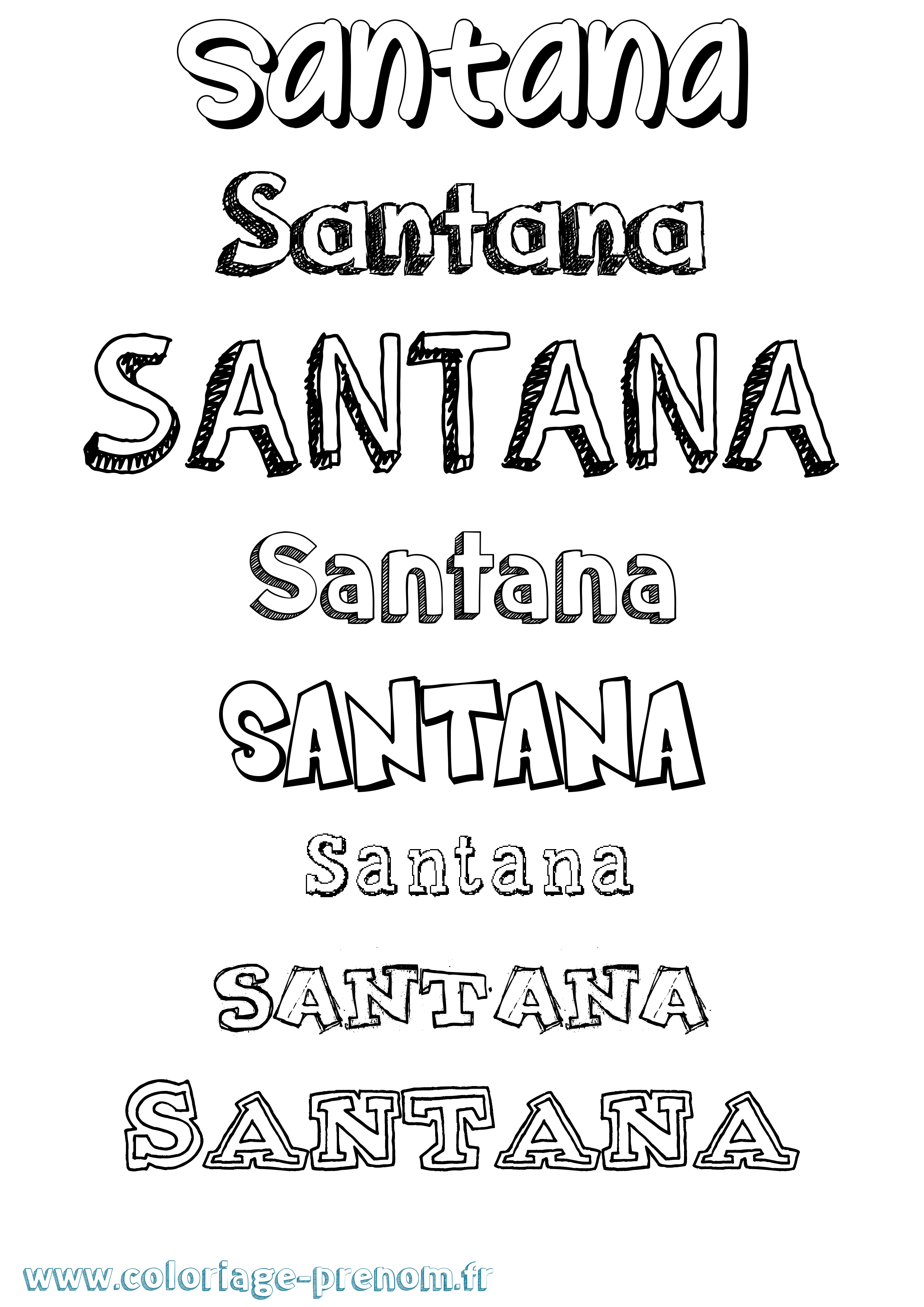 Coloriage Santana Dessiné Coloriage prénom Santana Dessiné