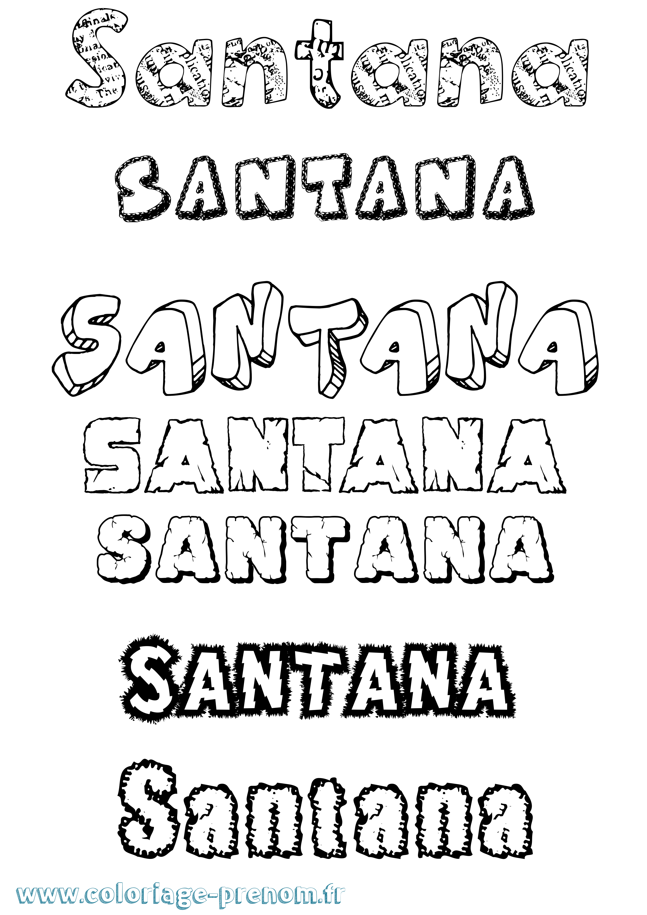 Coloriage Santana Destructuré Coloriage prénom Santana Destructuré