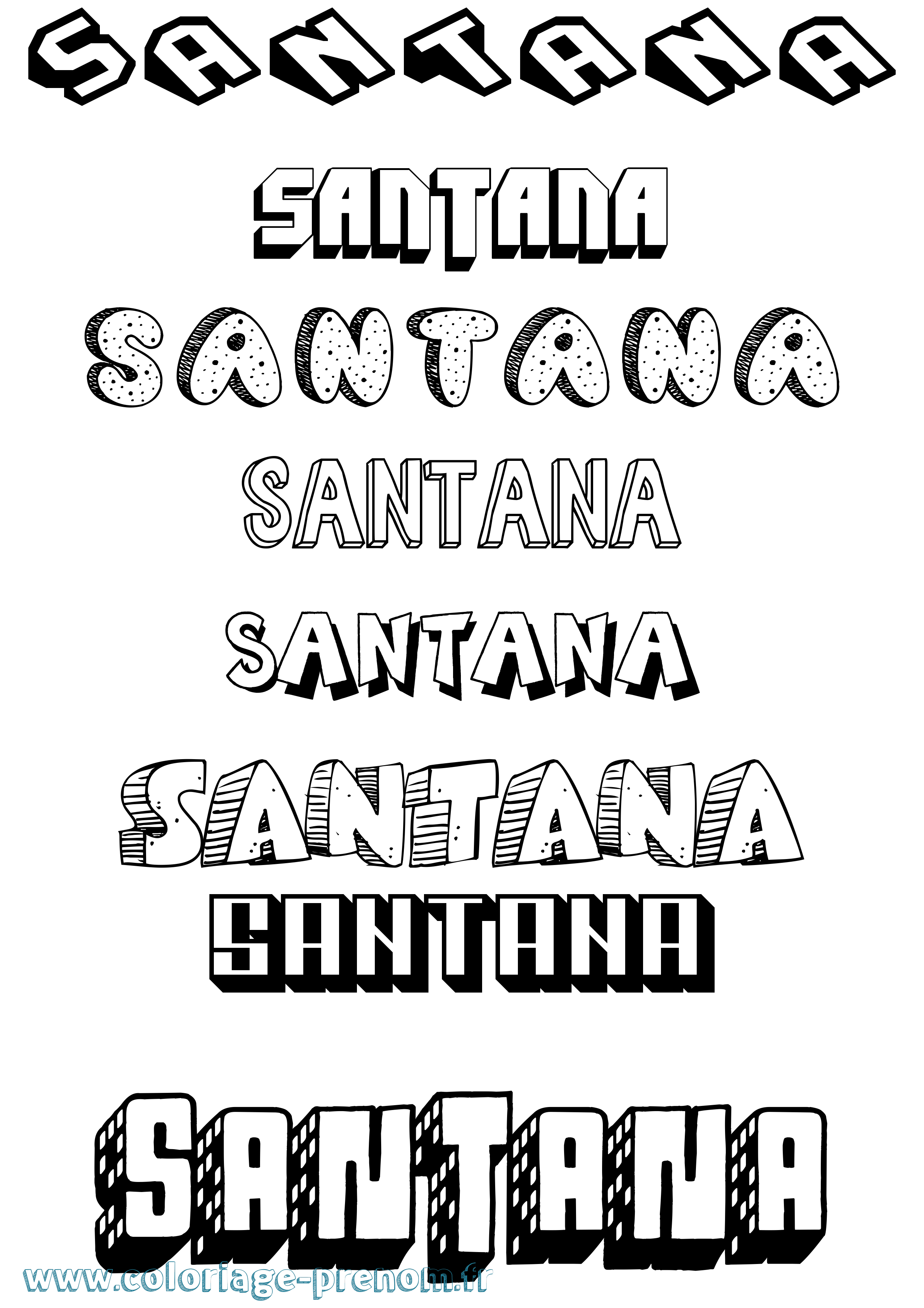 Coloriage Santana Effet 3D Coloriage prénom Santana Effet 3D