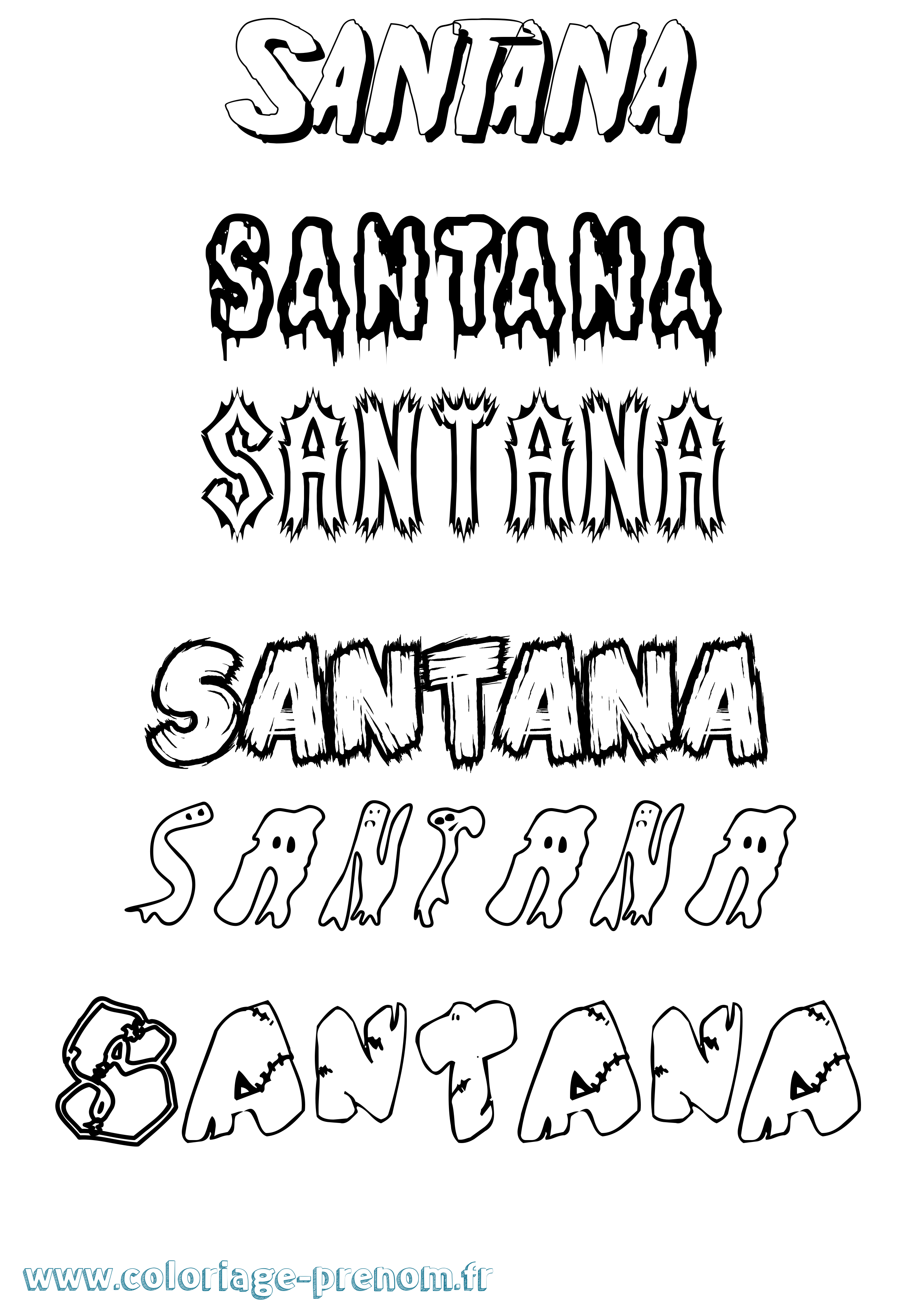 Coloriage Santana Frisson Coloriage prénom Santana Frisson