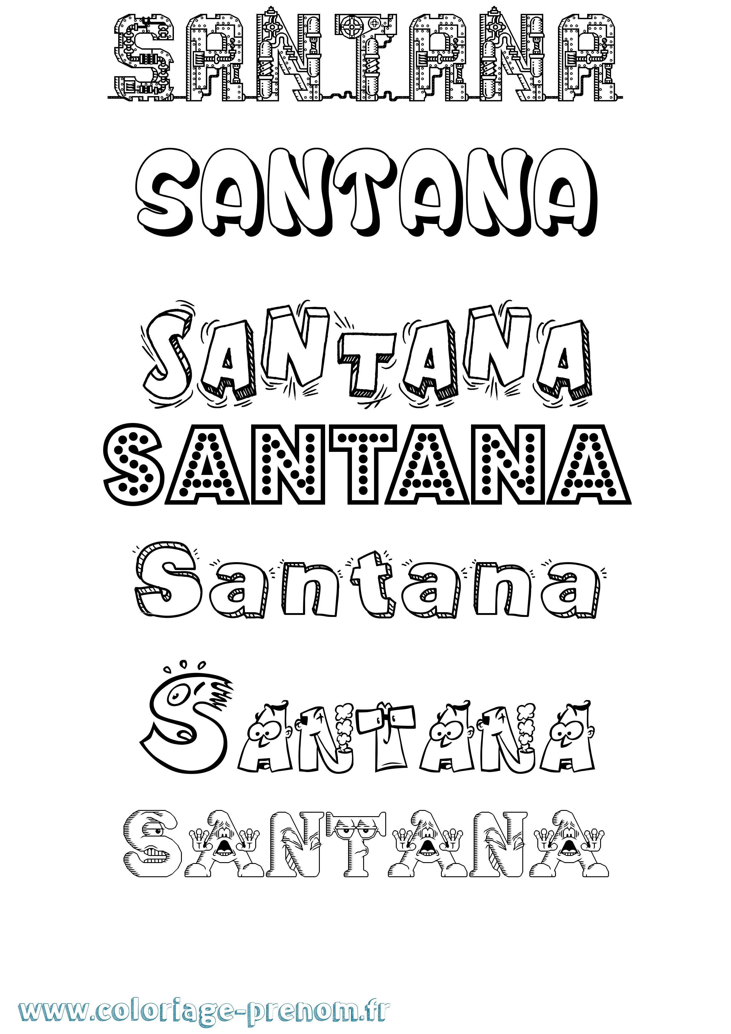 Coloriage Santana Fun Coloriage prénom Santana Fun