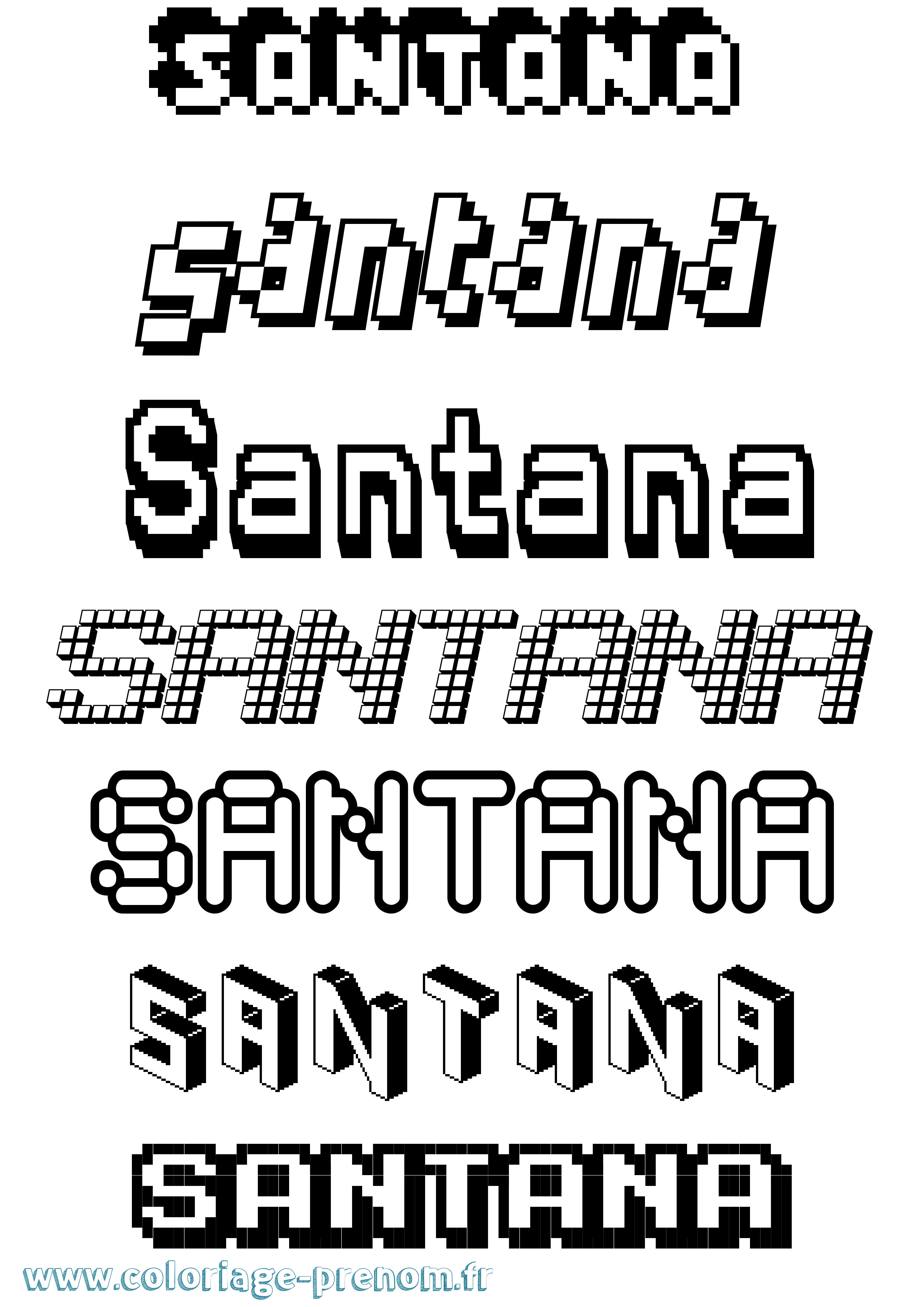 Coloriage Santana Pixel Coloriage prénom Santana Pixel