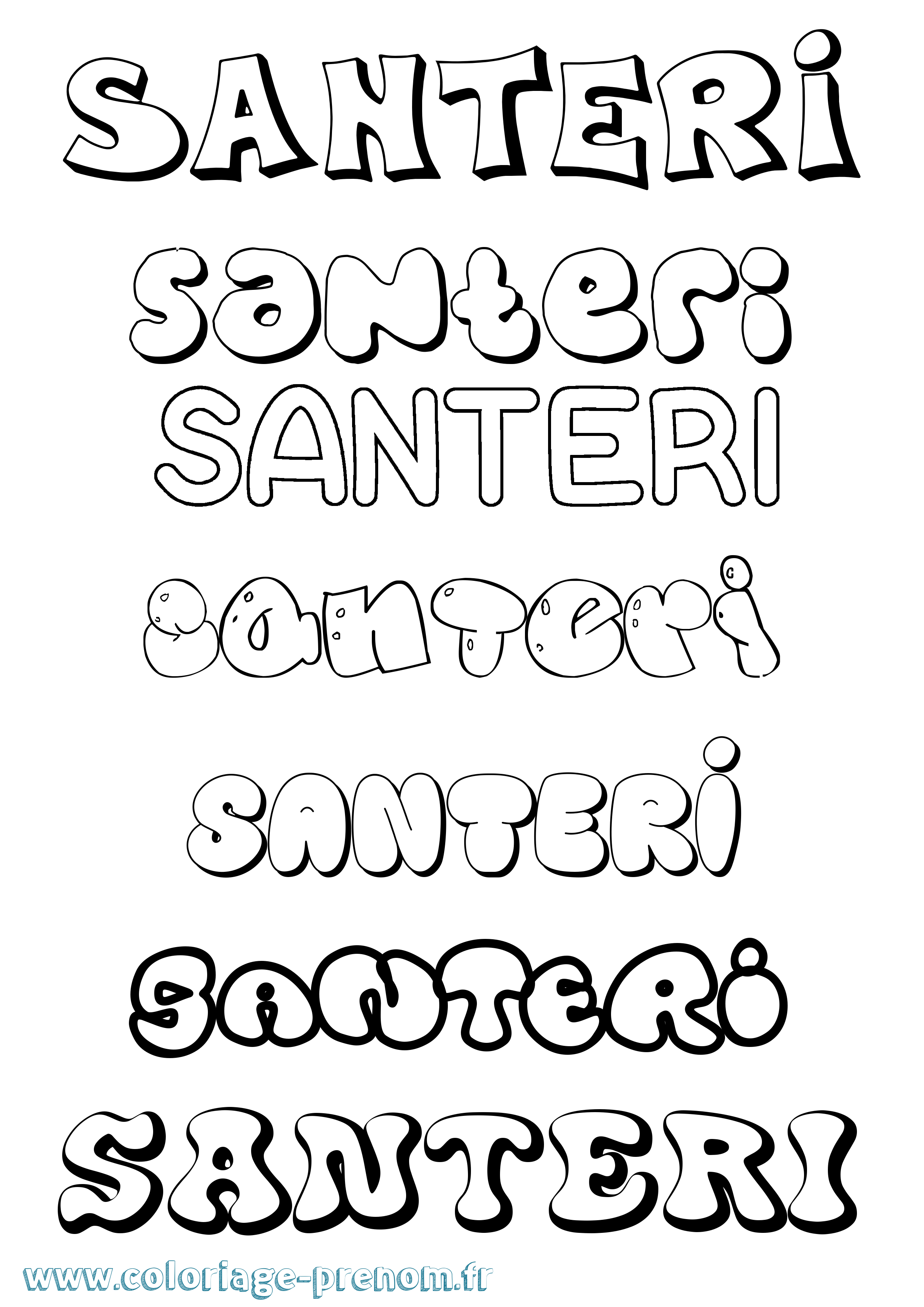 Coloriage Santeri Bubble Coloriage prénom Santeri Bubble