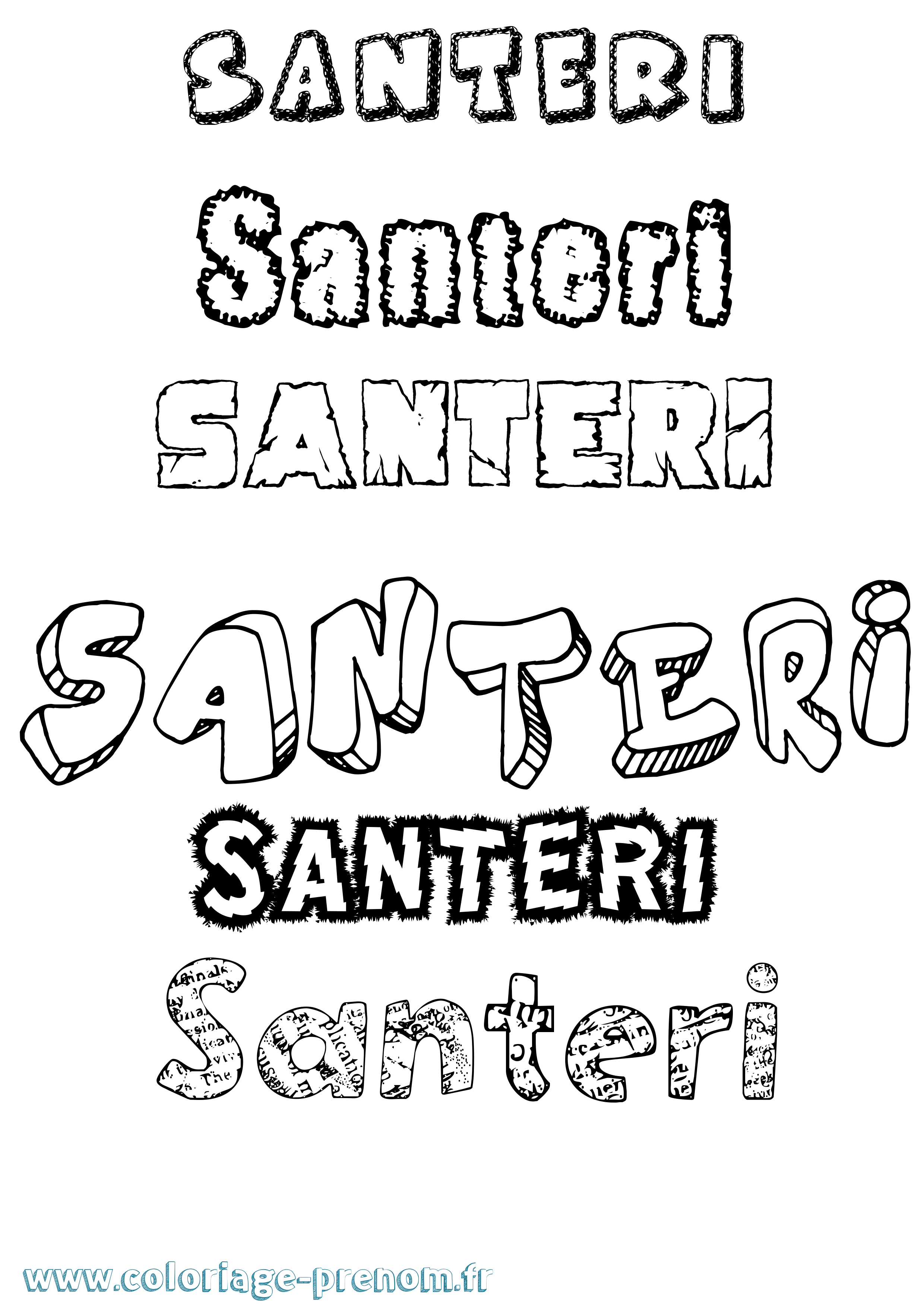 Coloriage Santeri Destructuré Coloriage prénom Santeri Destructuré