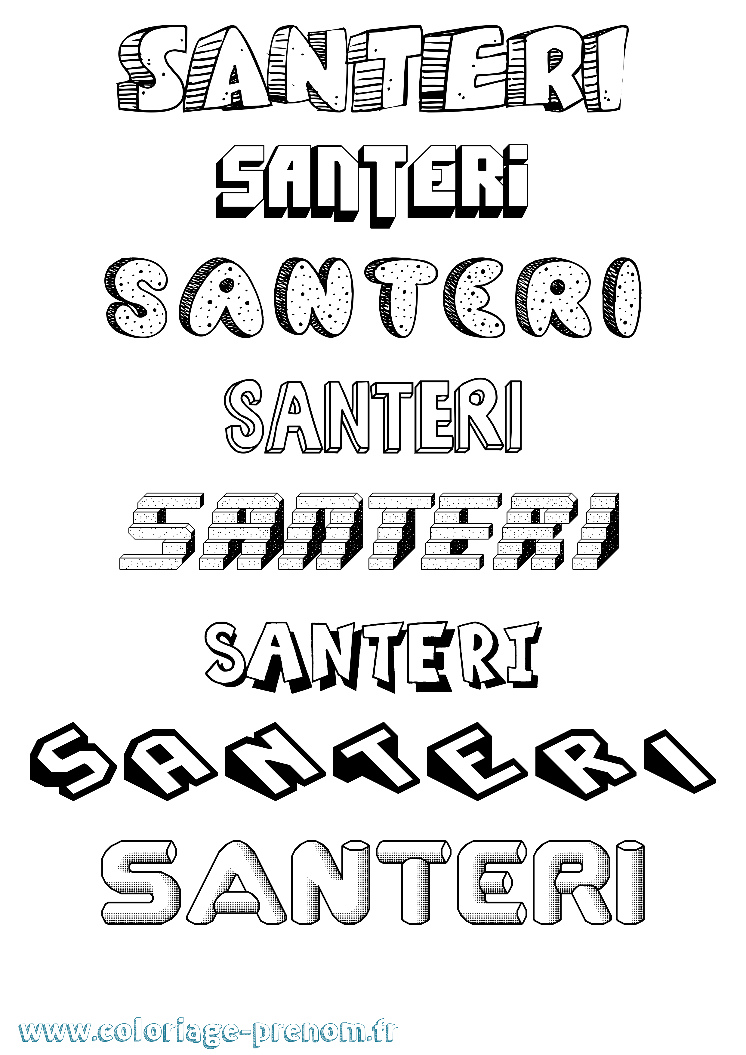 Coloriage Santeri Effet 3D Coloriage prénom Santeri Effet 3D